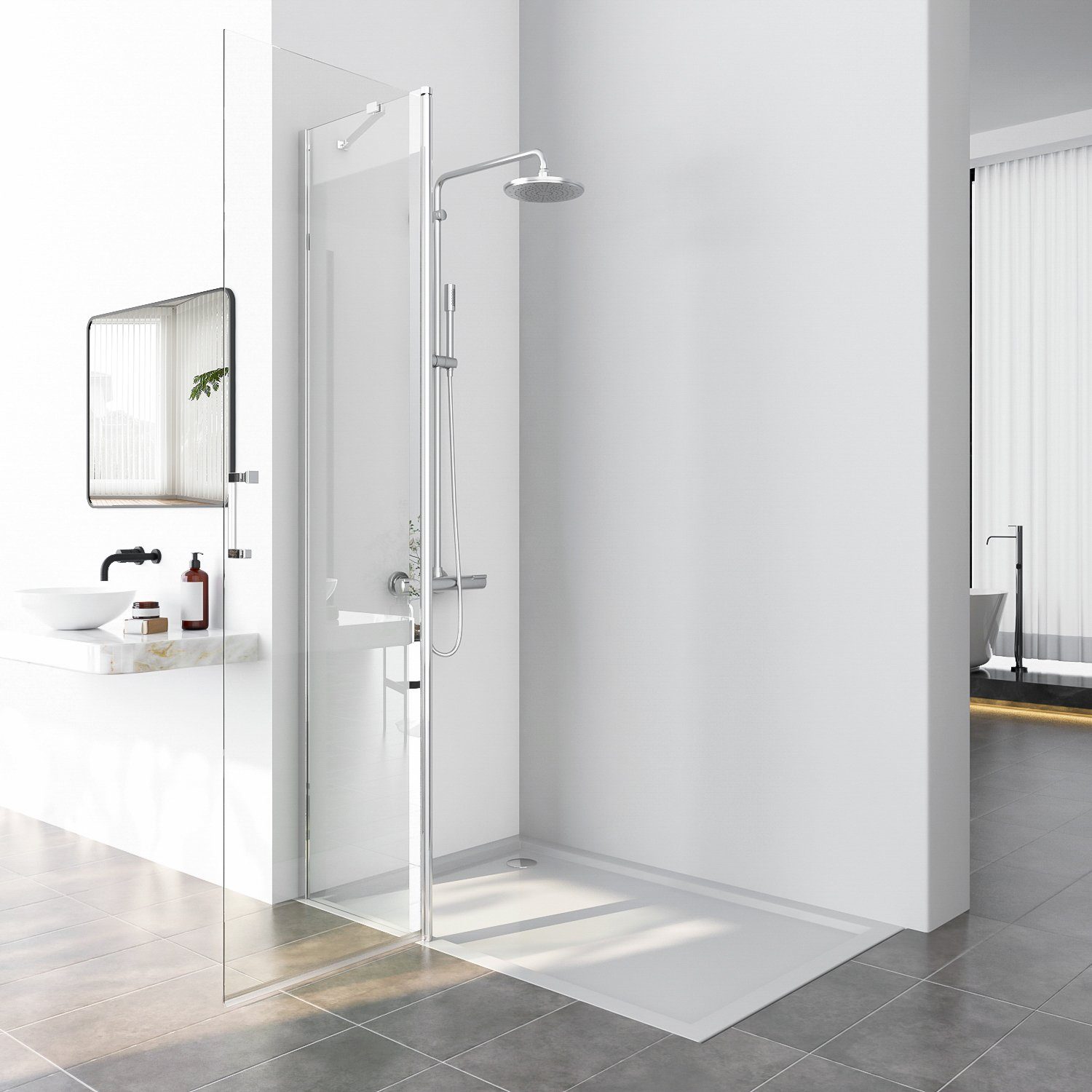 GOEZES Walk-in-Dusche Duschwand Duschabtrennung Glas Duschtür günstig online kaufen