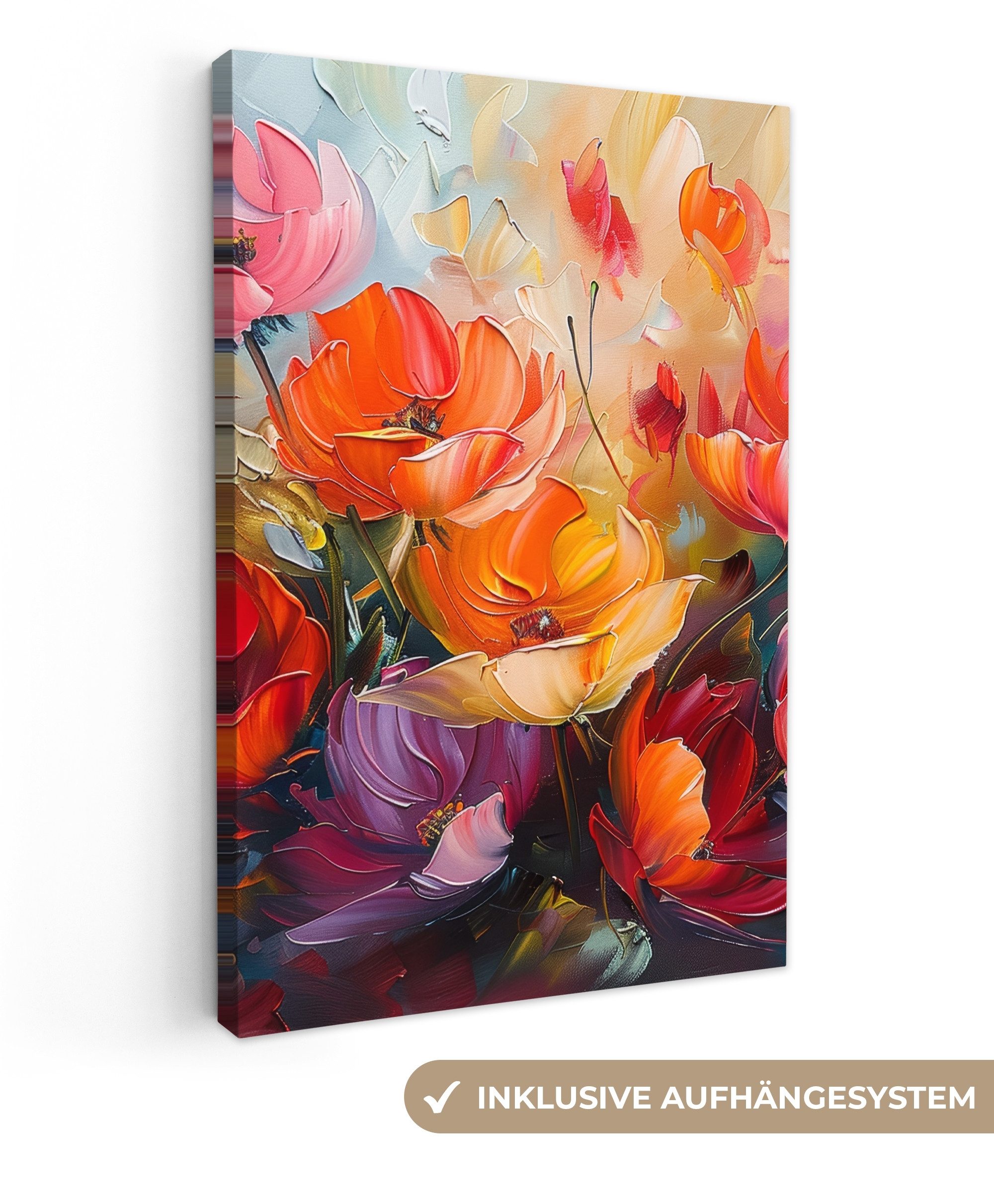 OneMillionCanvasses® Leinwandbild Blumen - Bunt - Malerei - Abstrakt - Kuns günstig online kaufen