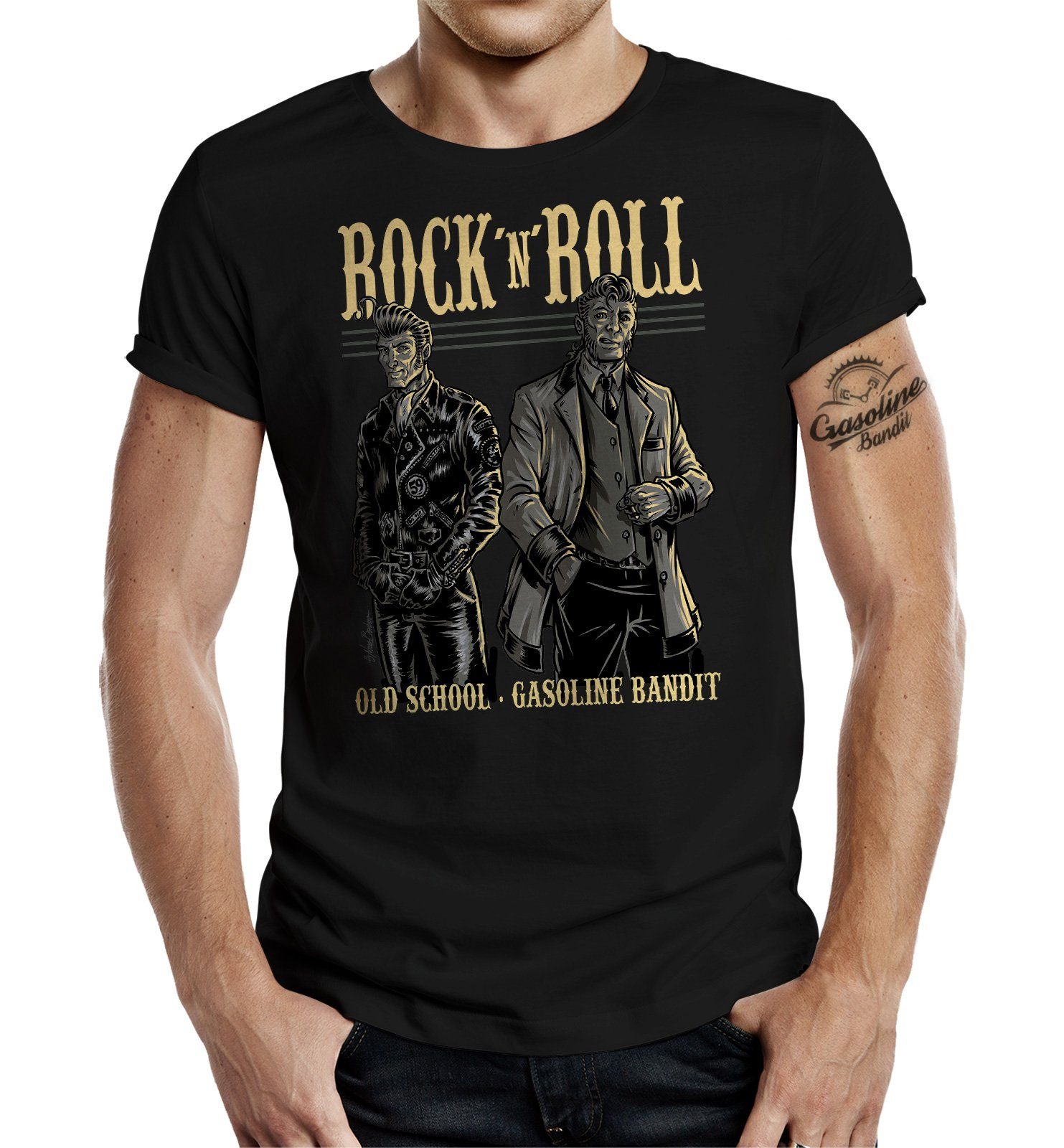 'n' T-Shirt GASOLINE Oldschool Fans: Roll BANDIT® Rock für Rockabilly
