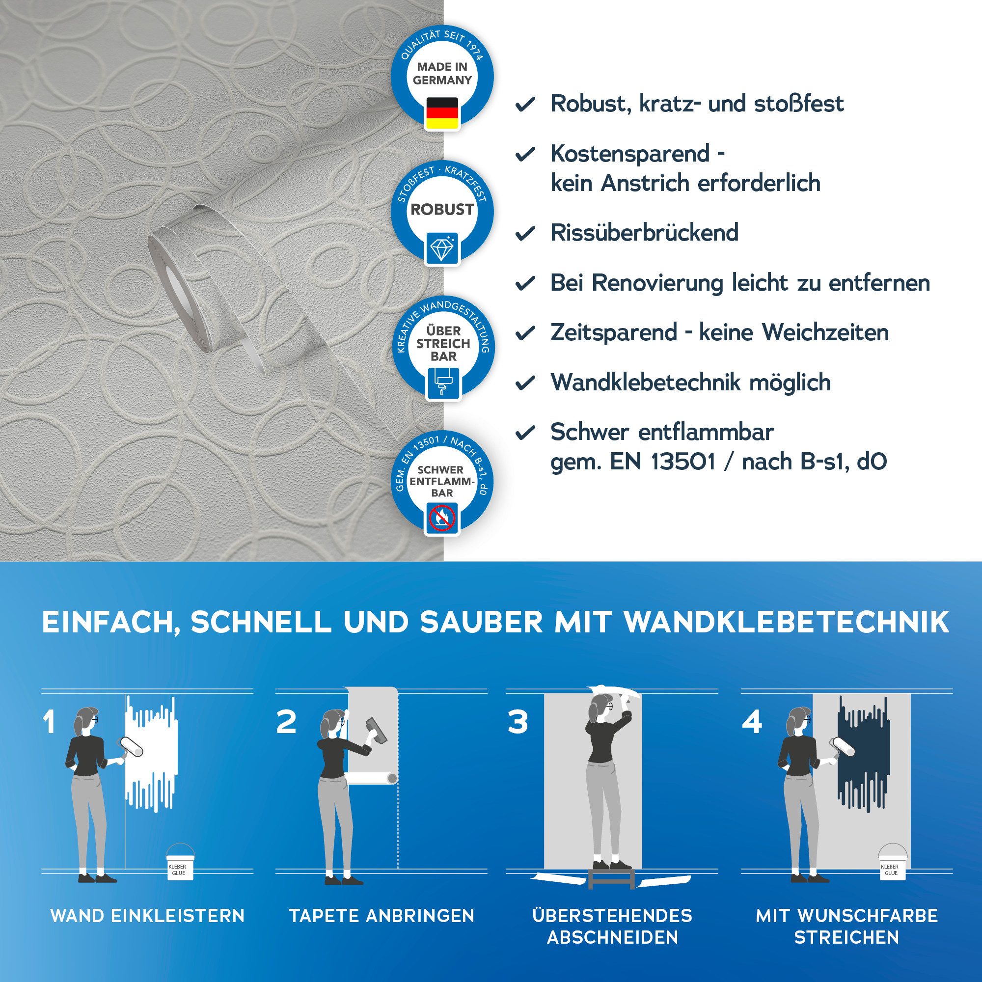 A.S. Création Vliestapete Meistervlies, strukturiert, 3D-Optik, grafisch, geometrisch, Vlies Vinyl Wand Decke Schräge Tapeten Wohnzimmer Schlafzimmer Küche