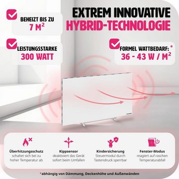 tectake Heizkörper Hybrid-Infrarotheizung mit Thermostat & Kippschutz