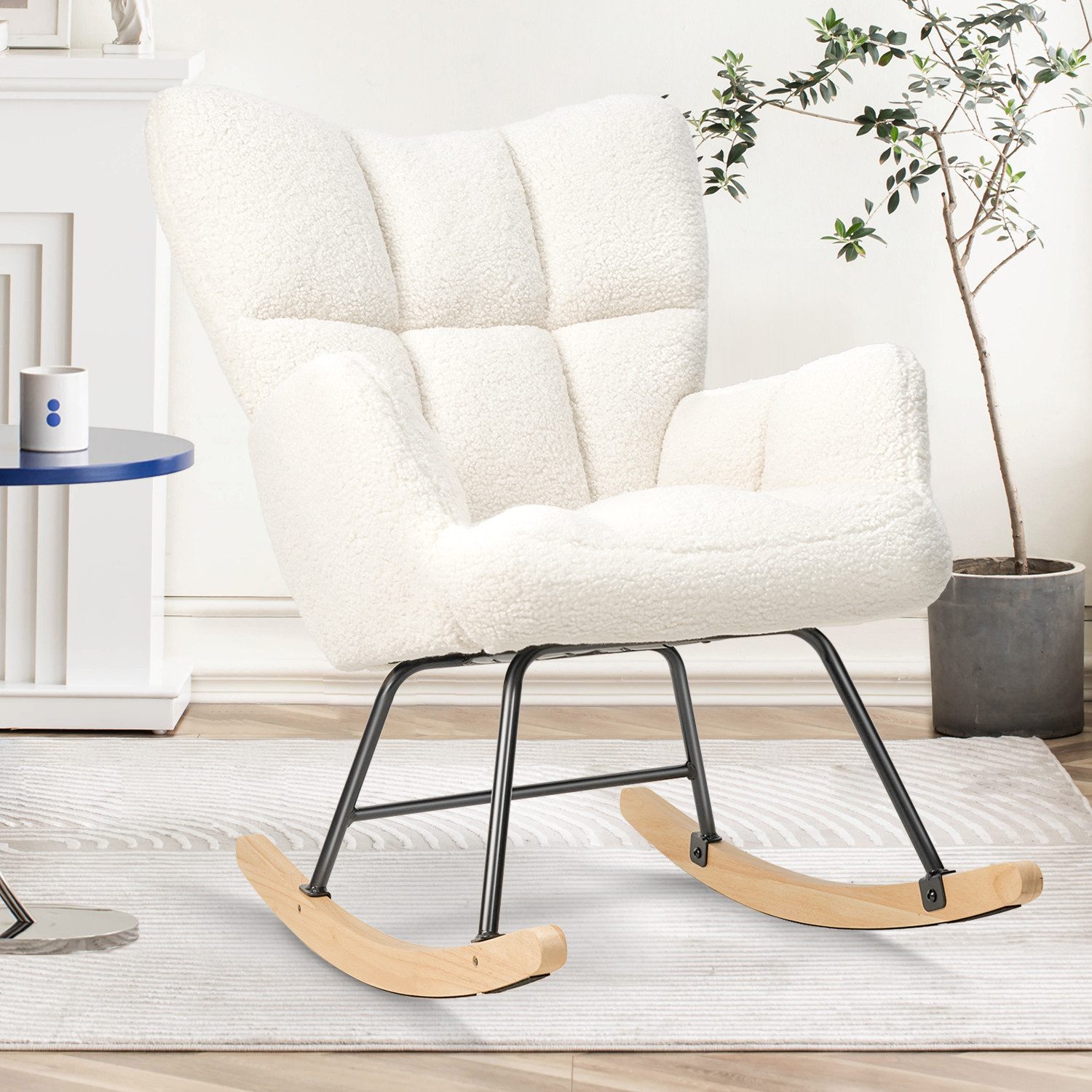 HawthyHome Schaukelstuhl gepolstert Relaxsessel für Wohnzimmer Schlafzimmer günstig online kaufen