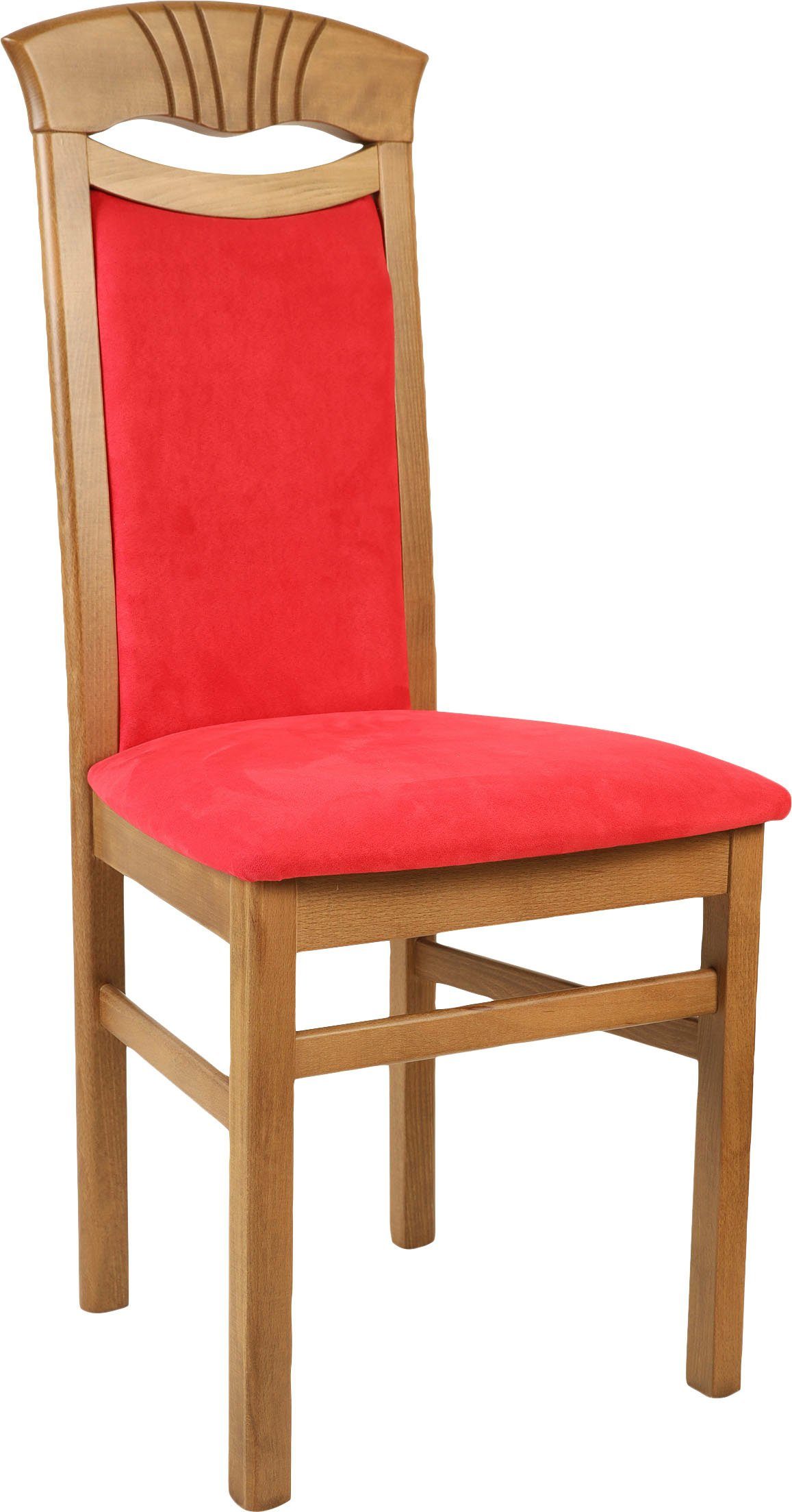 (Set, oder Gestell weiß Eichefarbe Rot | | affaire strapazierfähige lackiert Home 2 Buche 4-Fußstuhl natur Rot Franz Microfaser, St),