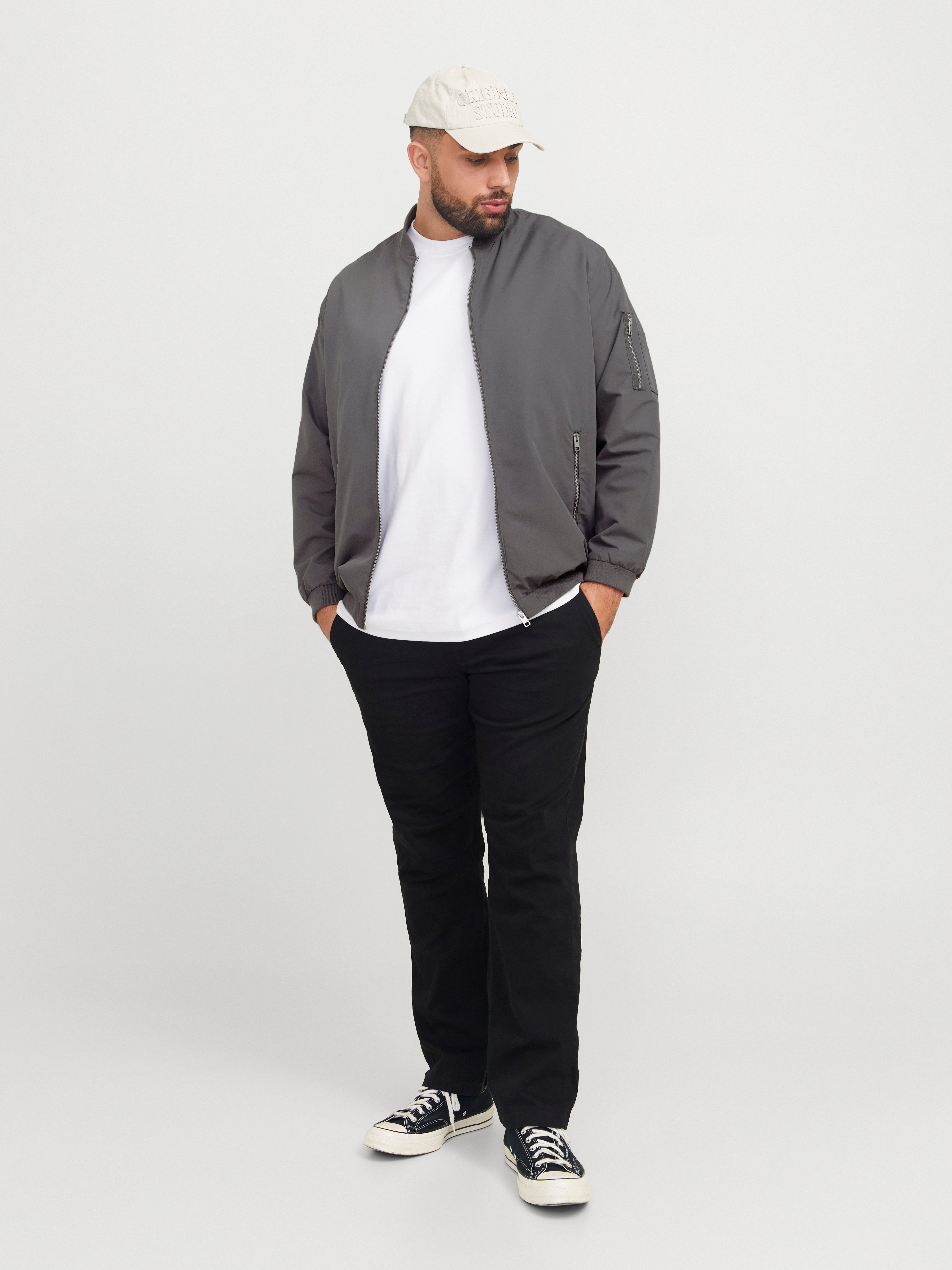Jack & Jones PlusSize Blouson JJERUSH BOMBER NOOS PLS mit Reißverschlusstaschen
