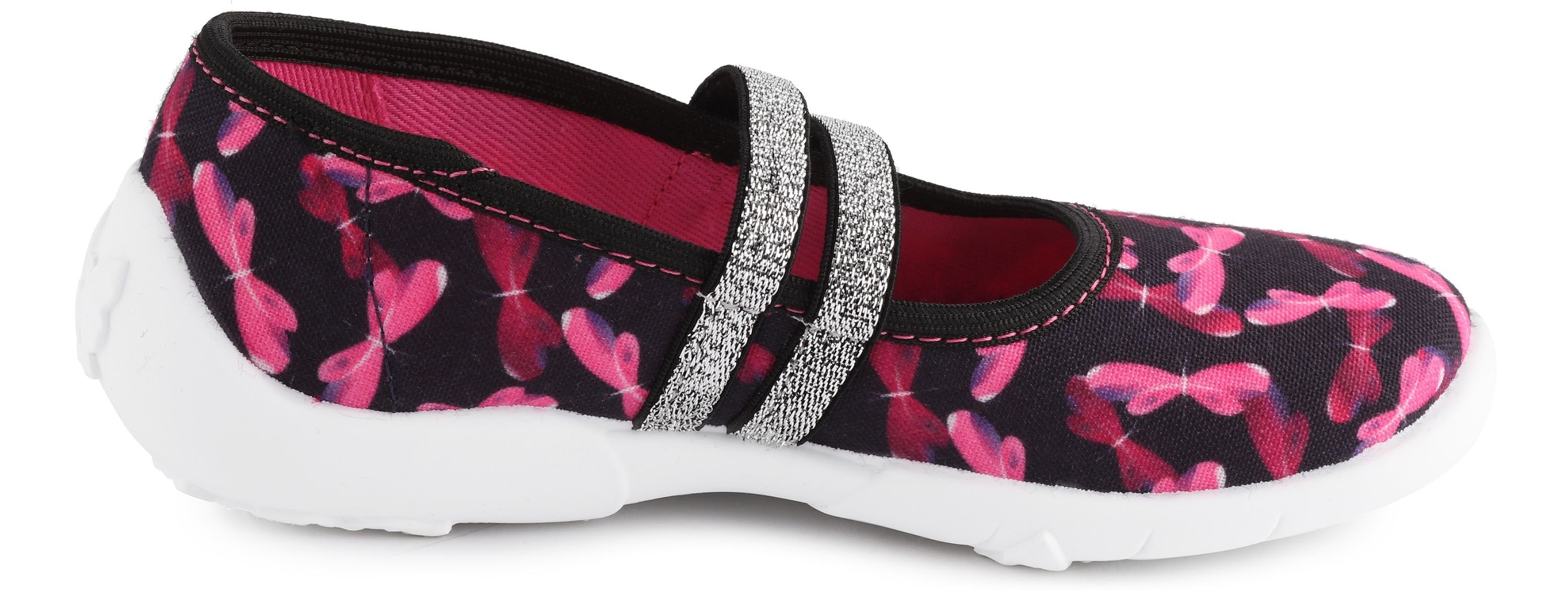 Schwarz Hausschuhe Mädchen Ladeheid Kinder Rosa LAVI0005 Ballerinas Hausschuh