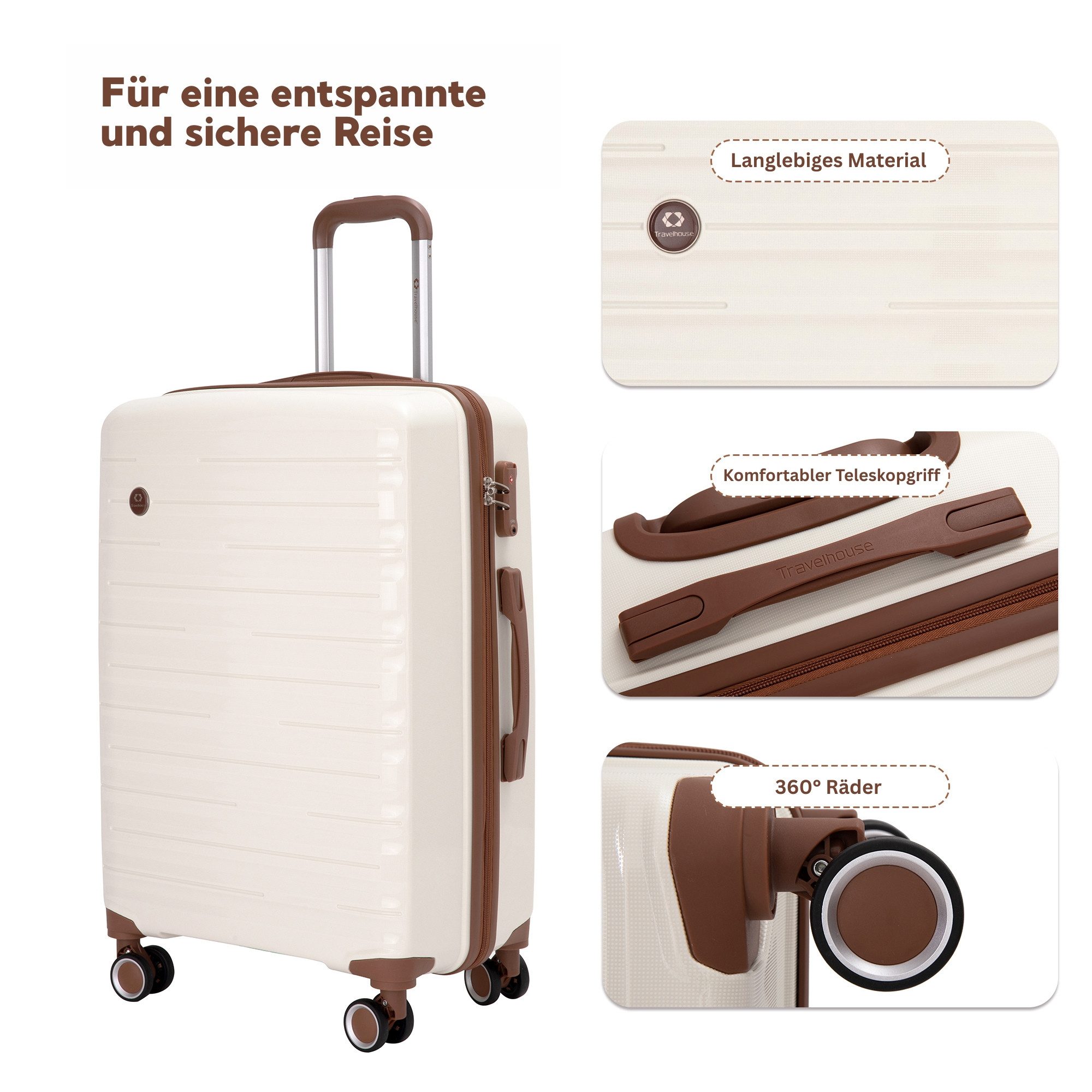 Travelhouse Trolleyset Ascona, 4 Rollen, (Spar-Set, 5 tlg., Hartschalen Trolley-Set 5-teilig)