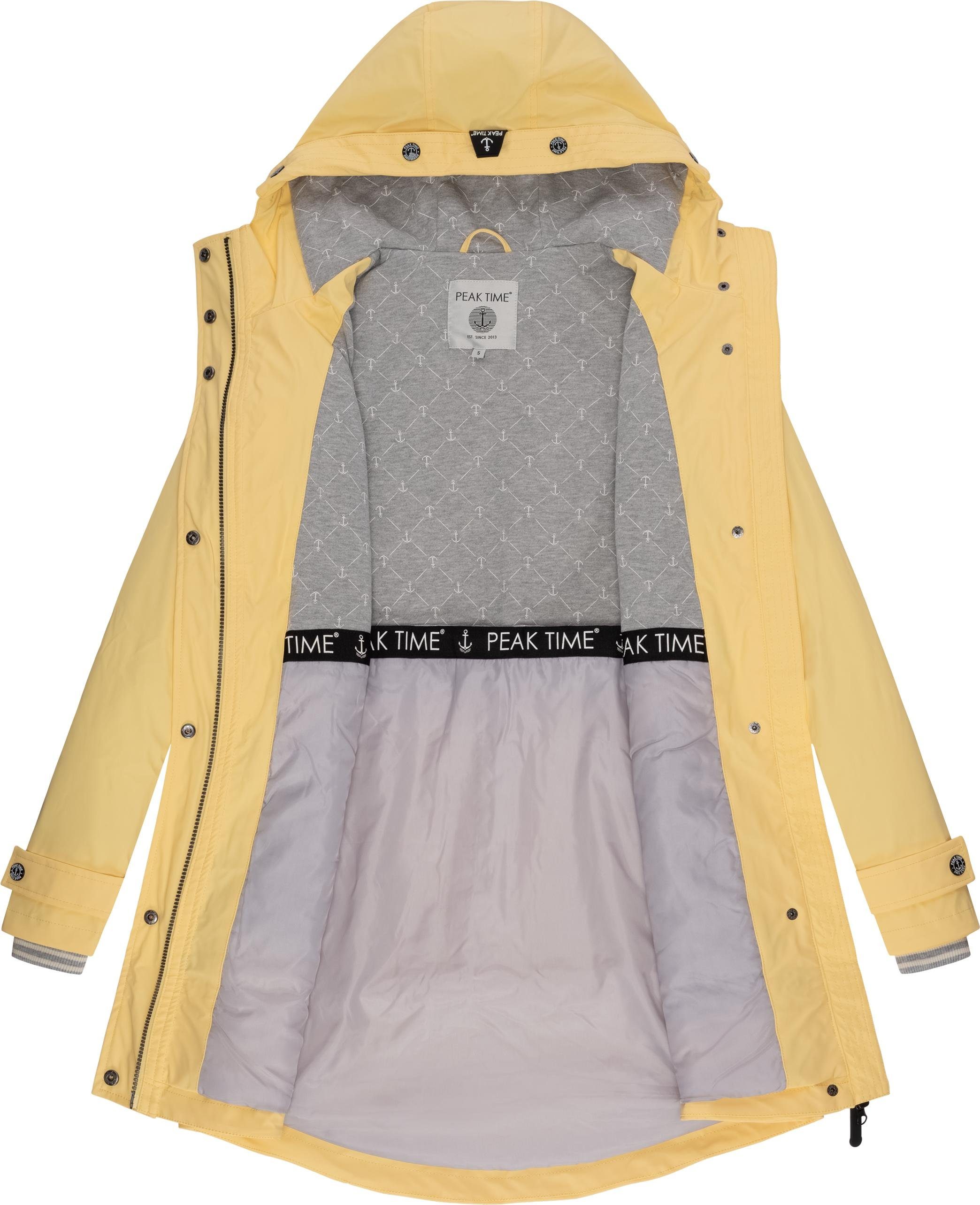 pastellgelb TIME Damen für L60042 PEAK Regenjacke taillierter stylisch Regenmantel