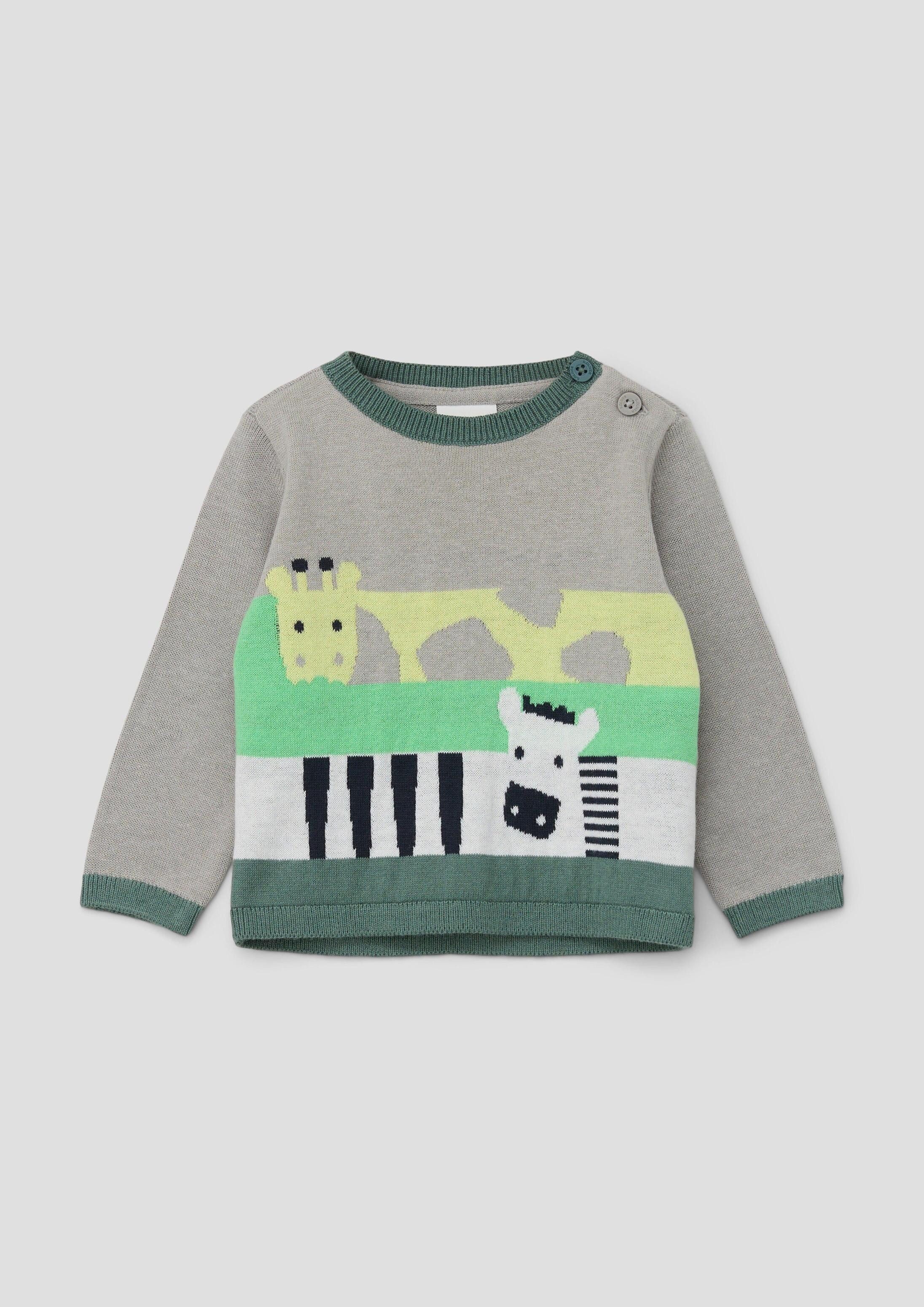s.Oliver Longpullover Strickpullover Strickpullover mit Tiermuster