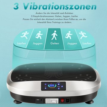 LETGOSPT Vibrationsplatte Vibrationsboard Ganzkörperplatte Vibrotrainer inkl. Expanderbänder, 200,00 W, 120 Intensitätsstufen, 4-teilig, Großes LCD-Display, rutschfest, 3 Vibrationszonen