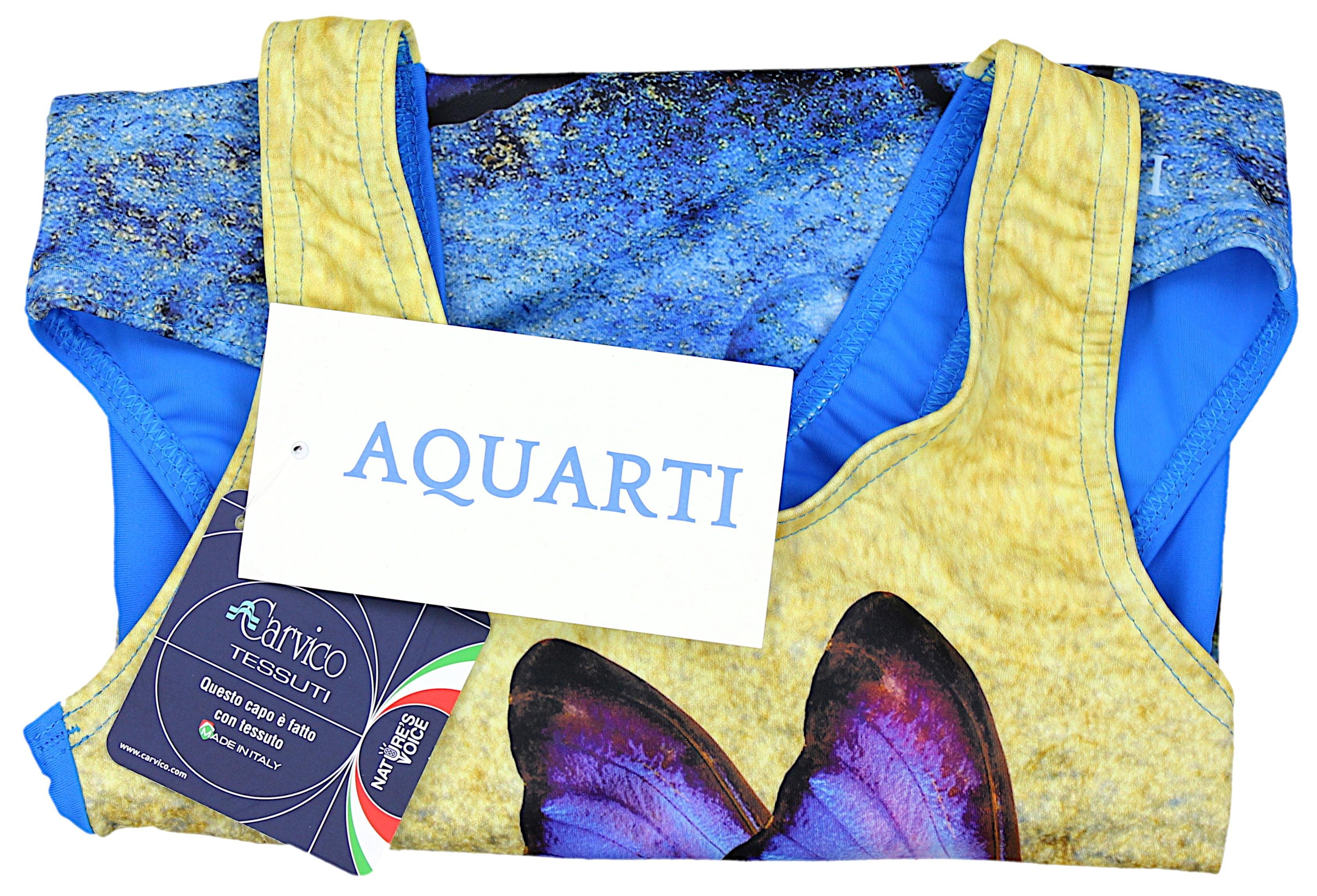 mit Mädchen Aquarti Print Gelb Badeanzug Blau Schmetterling Badeanzug Aquarti Ringerrücken /