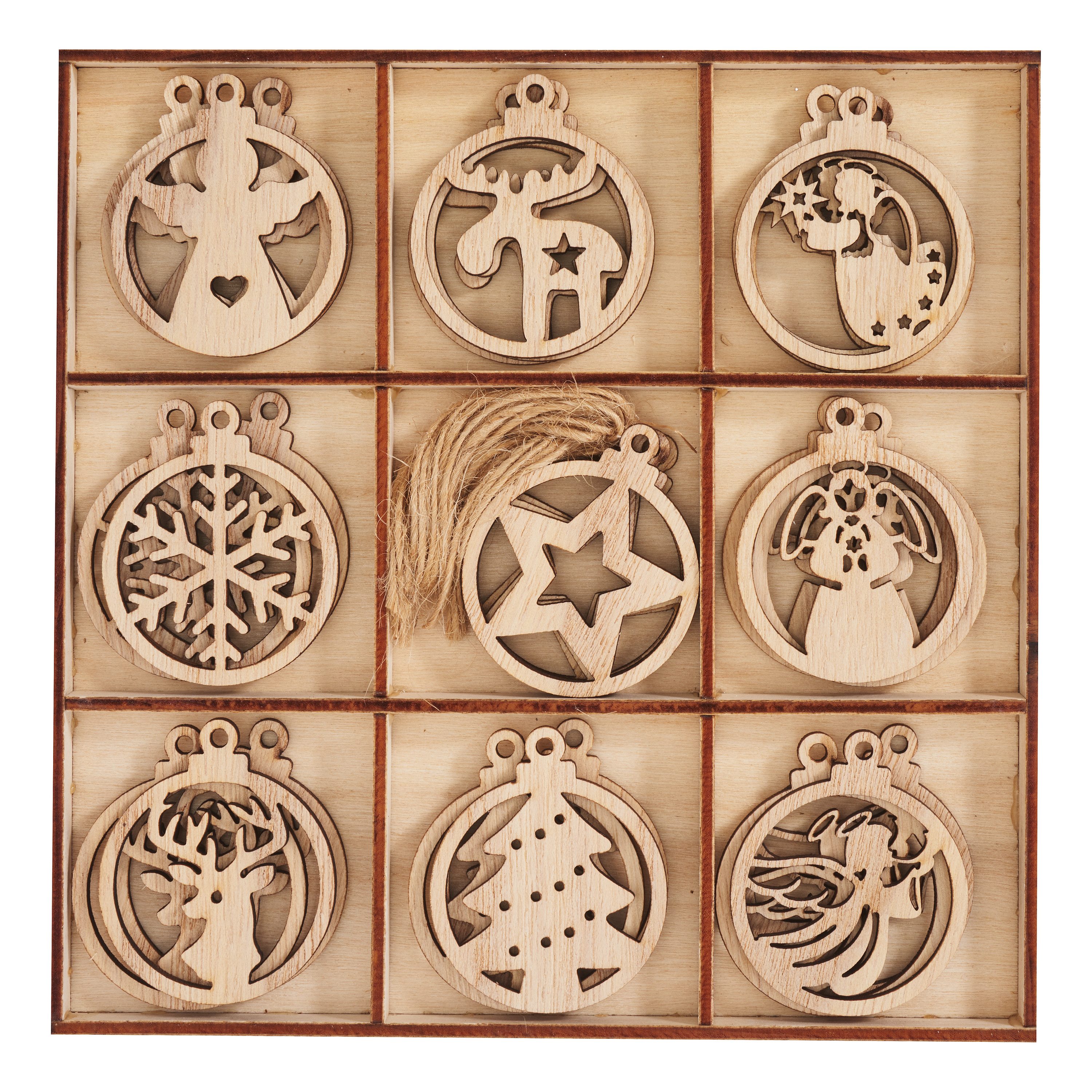 VBS Baumbehang Baumkugeln in Holzbox, ca. 4,5 cm, 27 Stück, Sperrholz