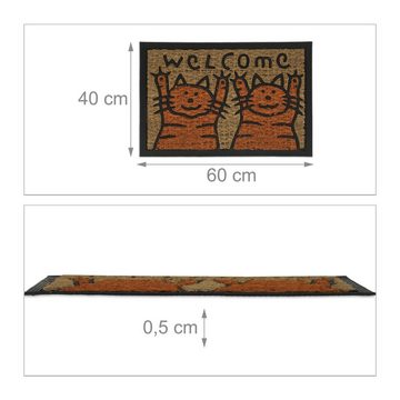 Fußmatte Fußmatte Kokos Katzen, relaxdays, Höhe: 5 mm