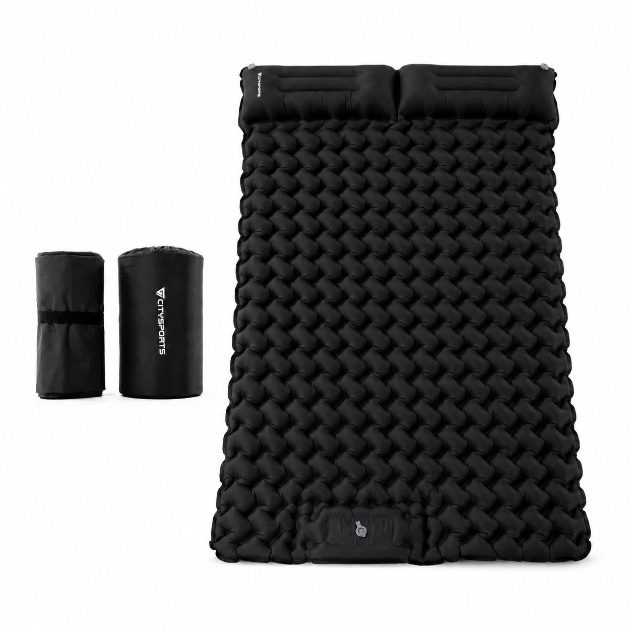 CITYSPORTS Isomatte Selbstaufblasende Camping Isomatte, aufblasbare Luftmatratze Camping, mit Kissen,Fußpumpe,Outdoor Schlafmatte für Zelt SUV Reisen