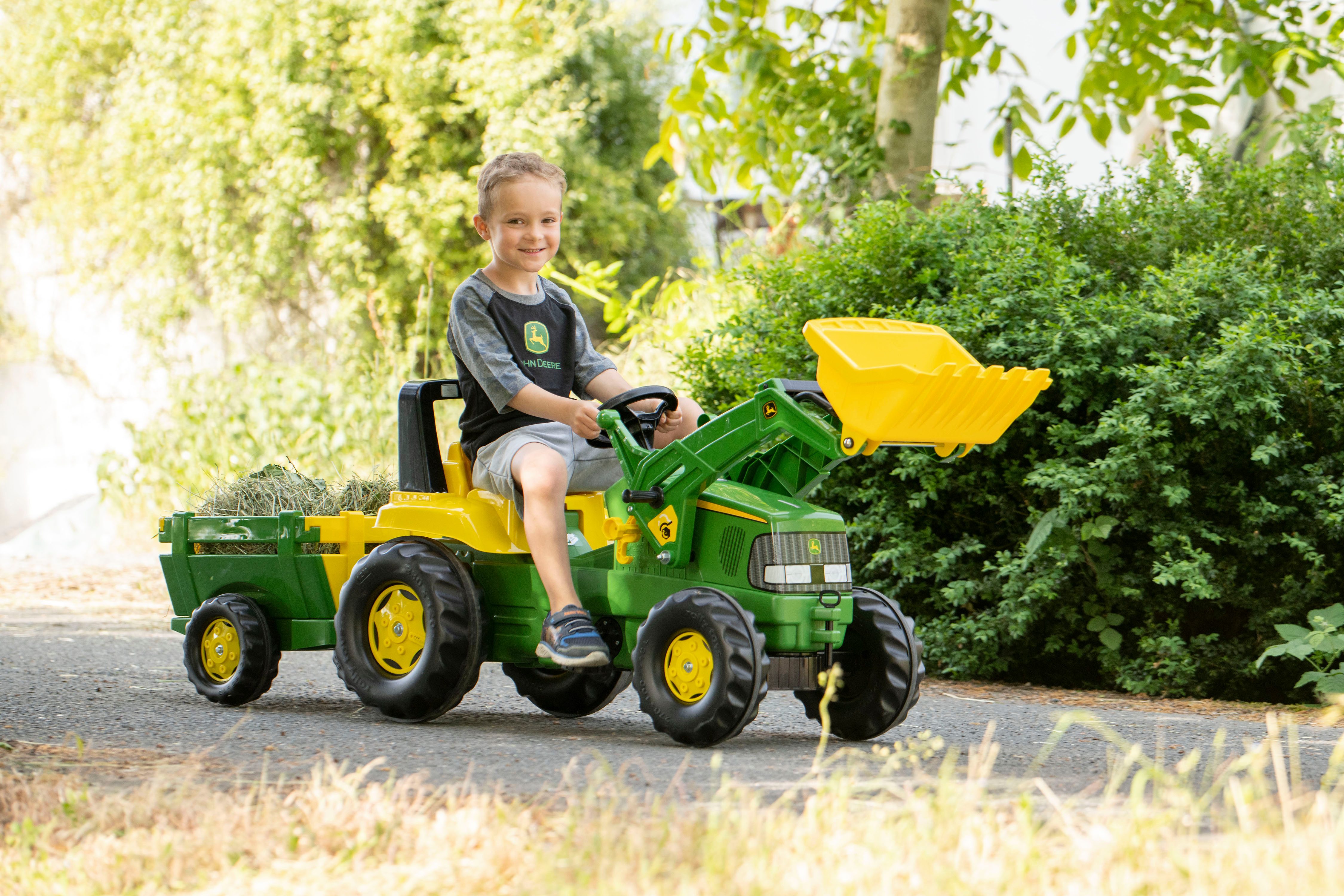 rolly toys® Trettraktor rollyJunior John Deere mit Lader und Trailer, Made in Europe Made in Germany