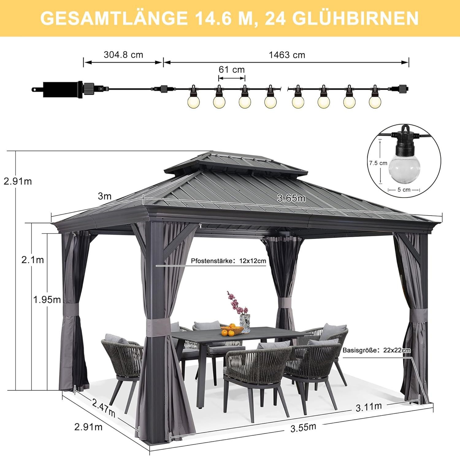 PURPLE LEAF Pergola Hardtop Alu Pavillon günstig online kaufen