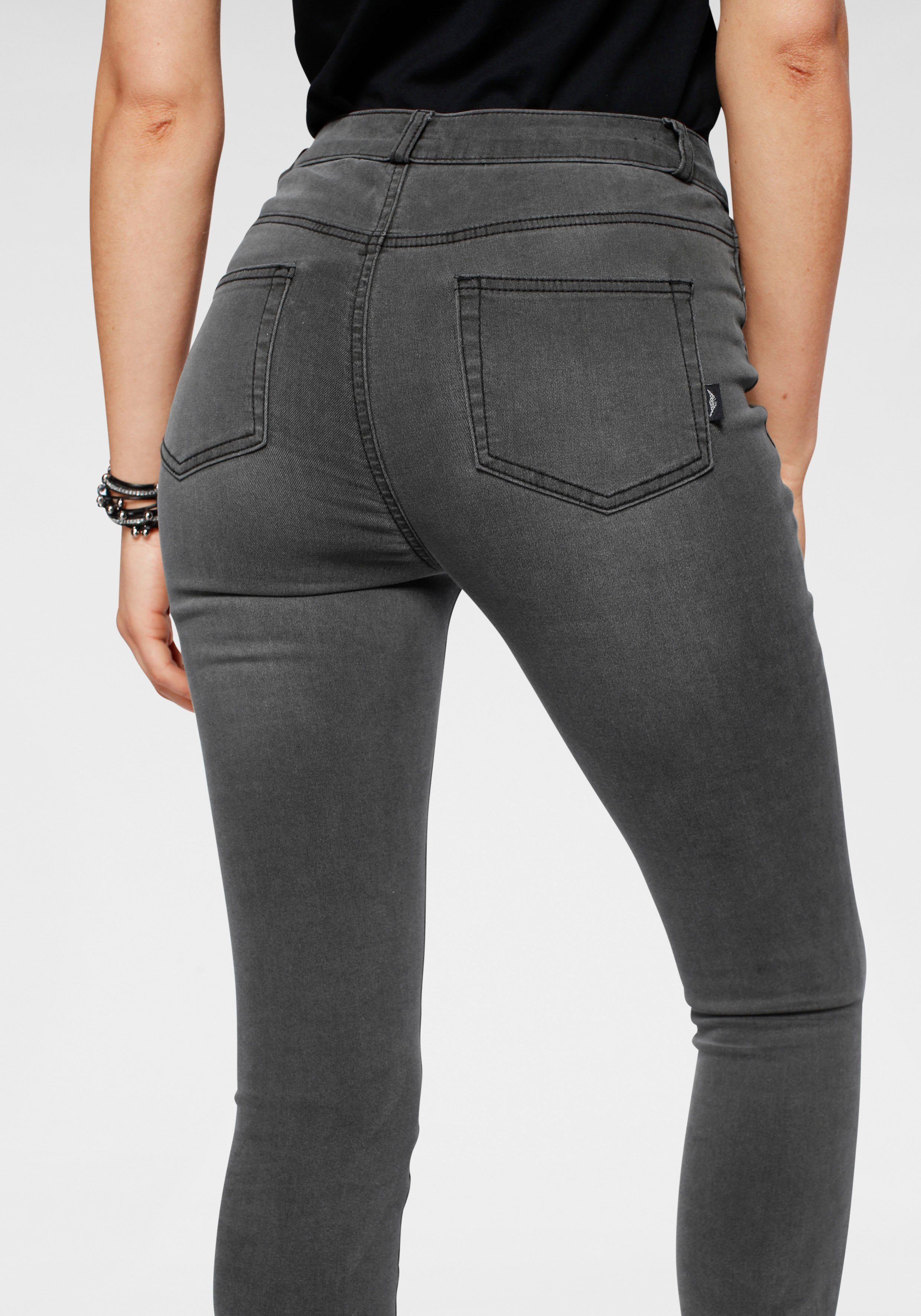 High Stretch grey-used Skinny-fit-Jeans Waist Arizona Ultra