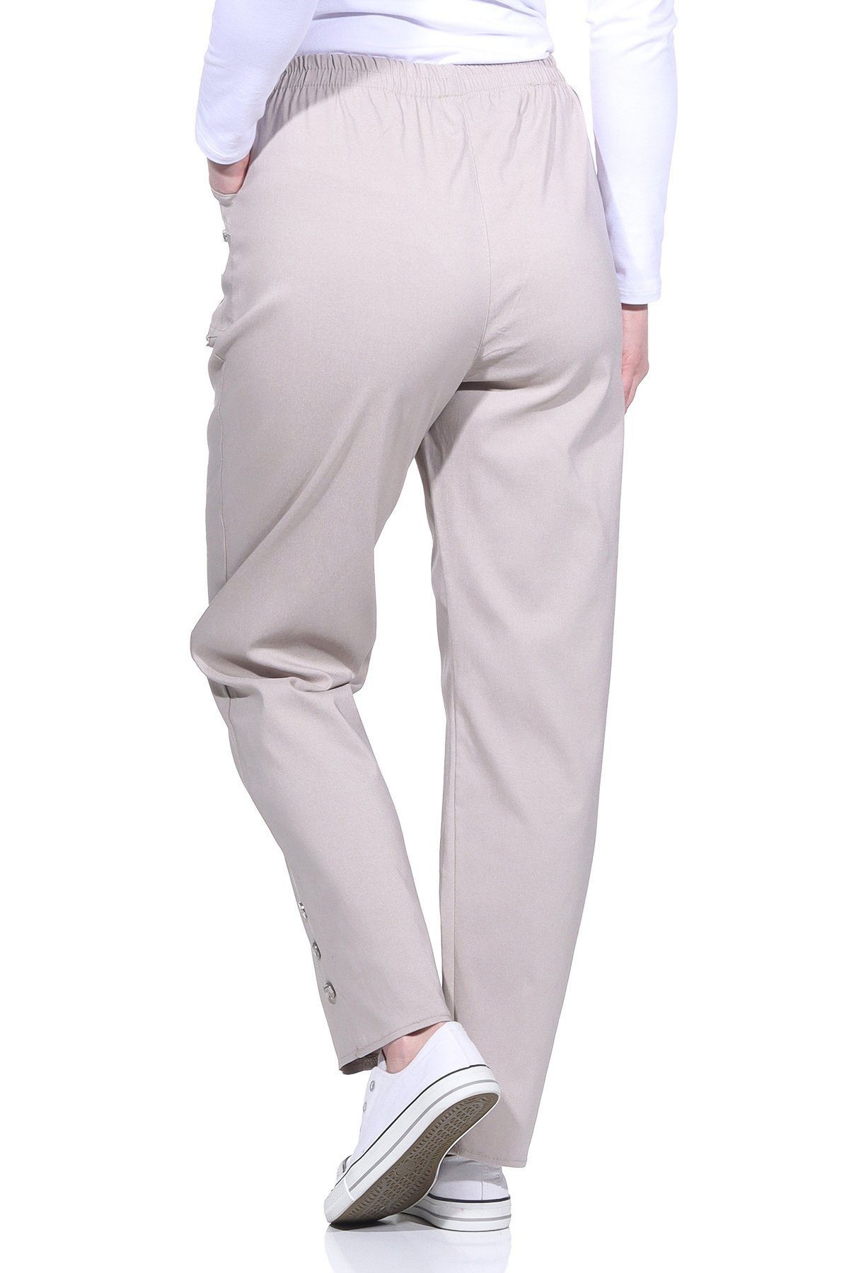 Cherry Berry Schlupfhose Damen Sommerhose luftig leichte Freizeithose mit Stretch elasticher Gummizug, in Unifarben, auch große Größen erhältlich