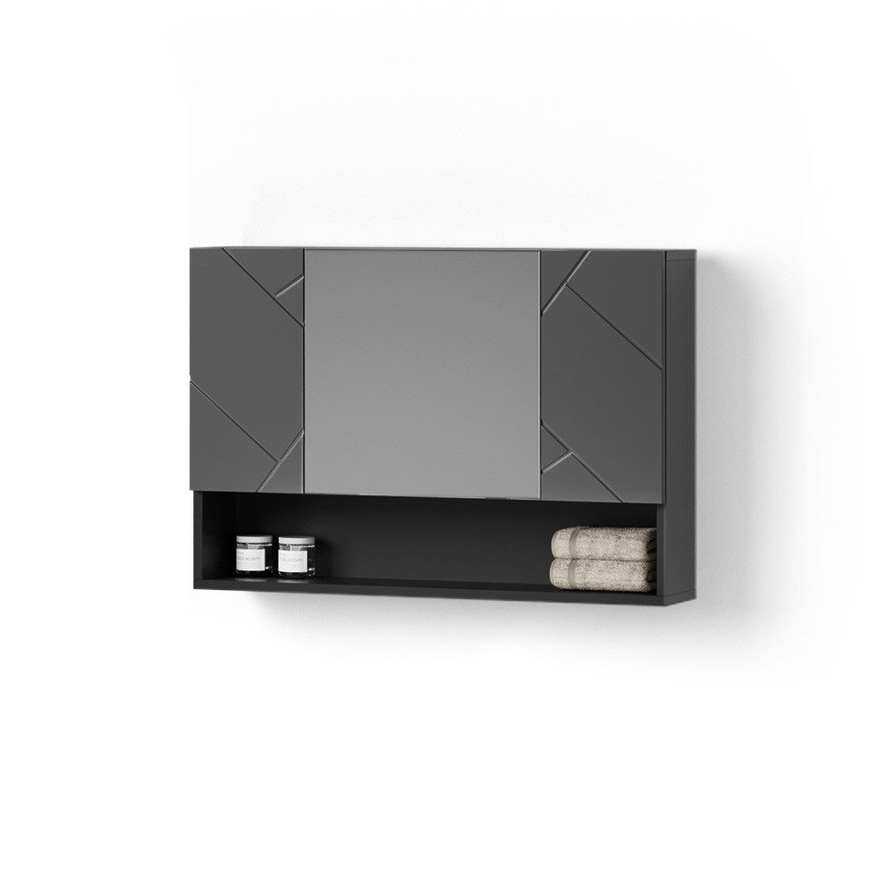 Livinity® Badezimmerspiegelschrank Ronco, Anthrazit Hochglanz, 80.1 x 55 cm günstig online kaufen