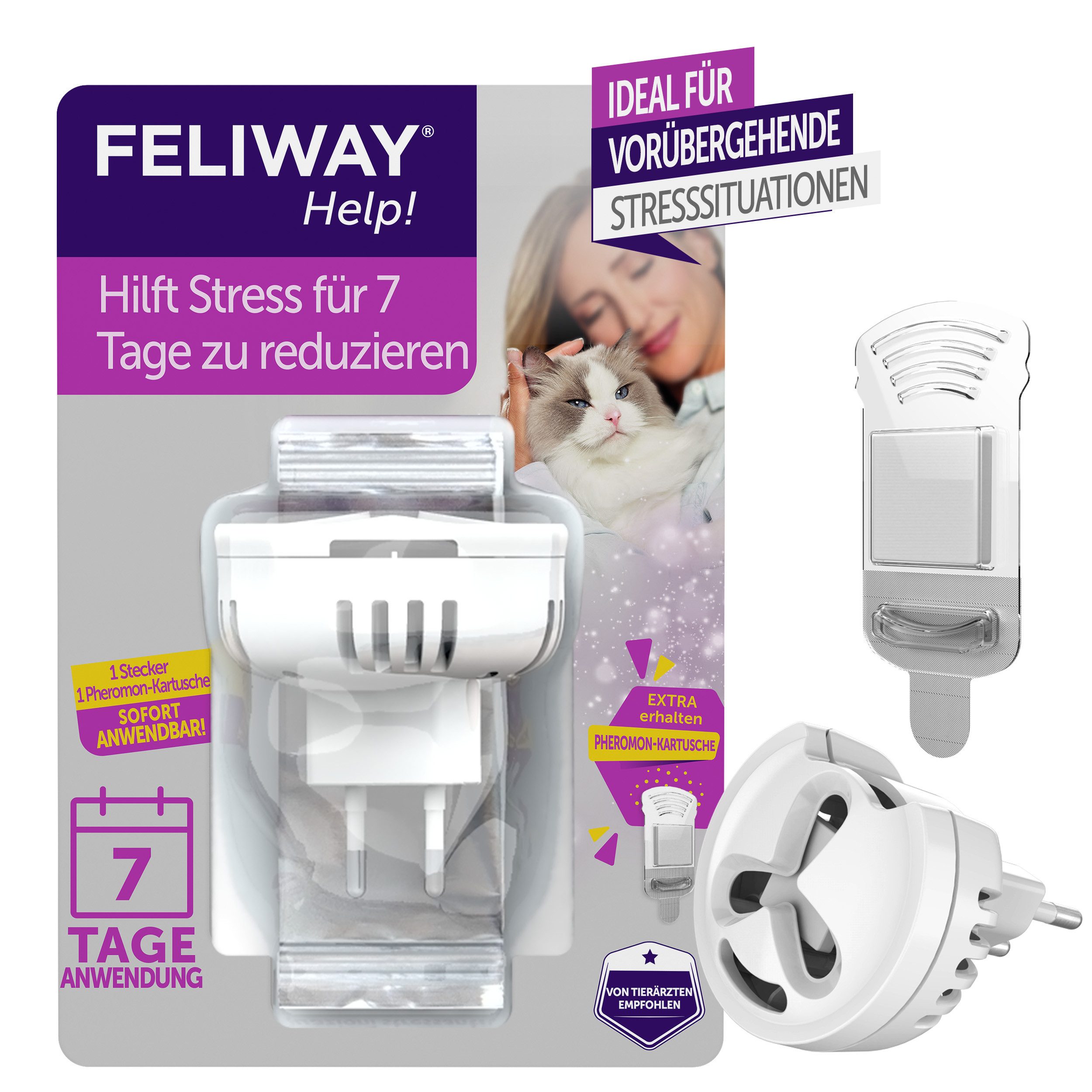 Feliway Katzenstreu FELIWAY Help Start-Set, Verdampfer + 1 Pheromonkartusche für 7 Tage von FELIWAY