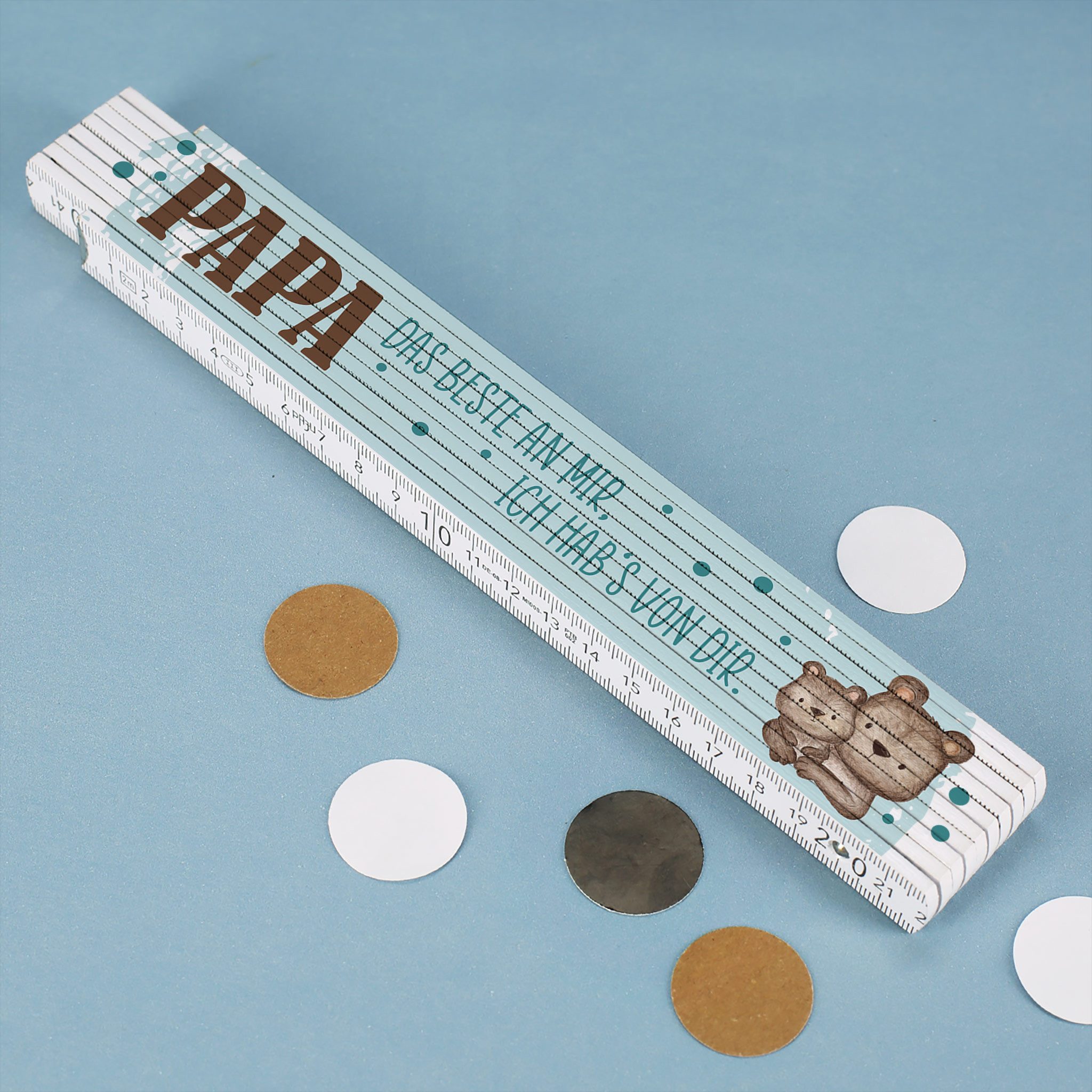 Herz & Heim Zollstock zum Vatertag mit Aufdruck - Bedruckter Zollstock für Väter, 2 Meter