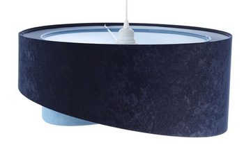 Licht-Erlebnisse Pendelleuchte MARLON, ohne Leuchtmittel, Stoff Metall D: 50 cm E27 Weiß Marineblau Hellblau Wohnzimmer Modern