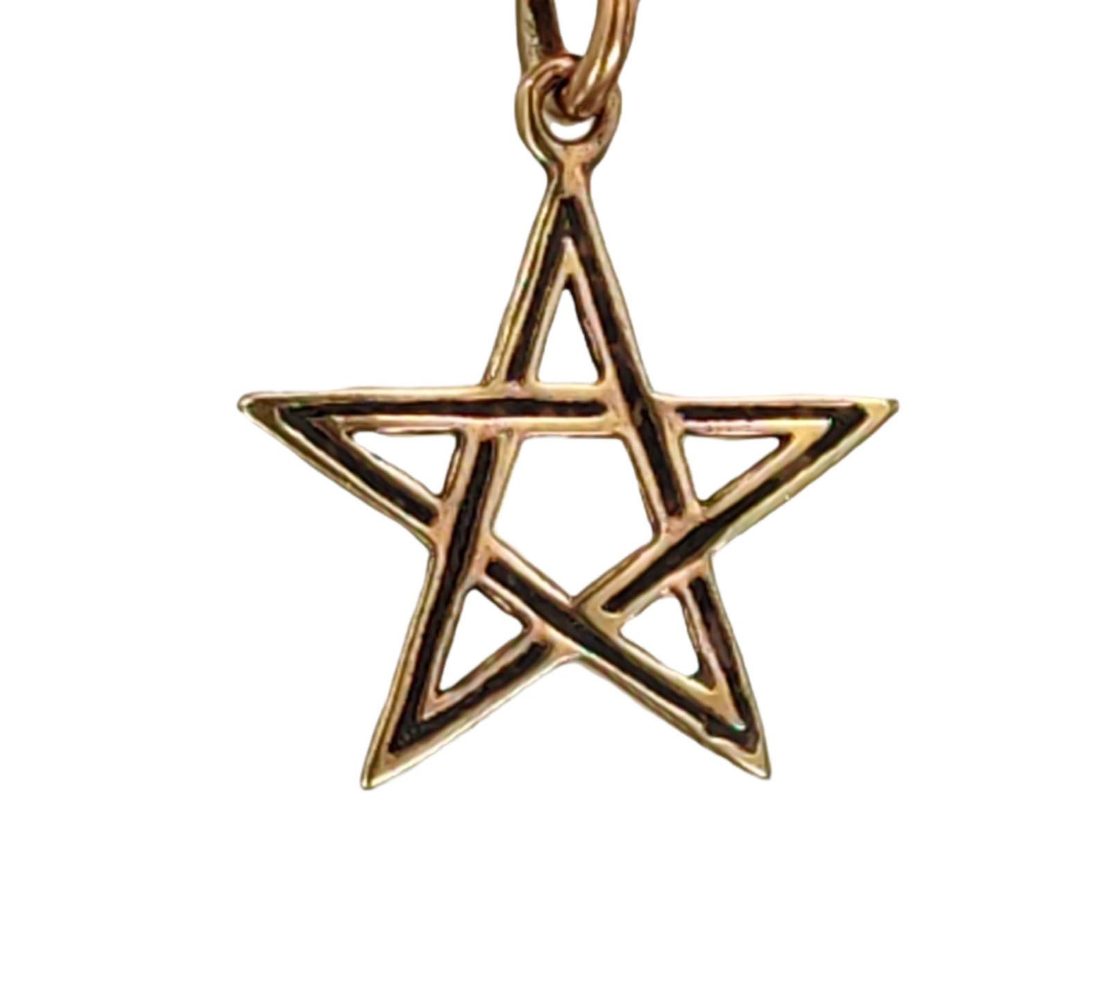 Hexe Pentagram Zauber Pentagramm Magie Leather Pentacle Schutz Kiss Anhänger weiße of Kettenanhänger Bronze