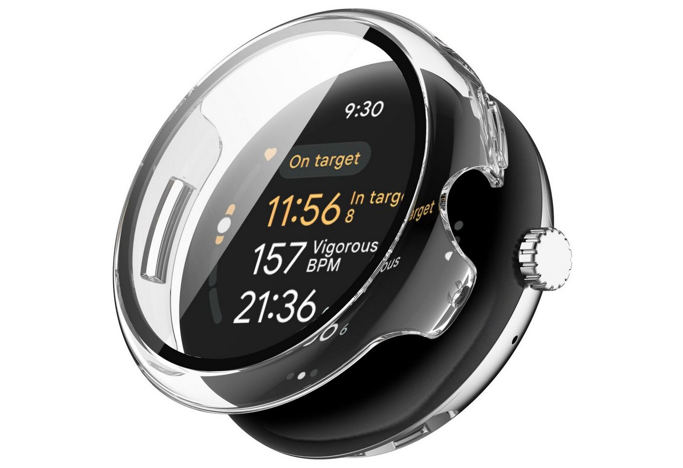 Wigento Smartwatch-Hülle Für Google Pixel Watch 3 41mm / 2 / 1 PC Hülle + Hart Glas Transparent, Schutzhülle aus PC + gehärtetem Glas für Rundumschutz