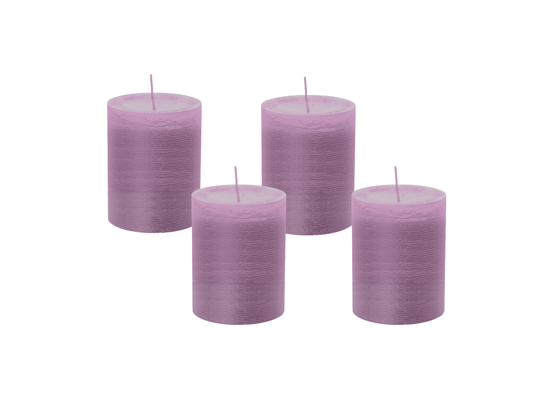 Wiedemann Kerzen Rustic-Kerze Rustik Marble Kerzen (durchgefärbt) Mauve Lila 120 x 58 mm, 4er Set