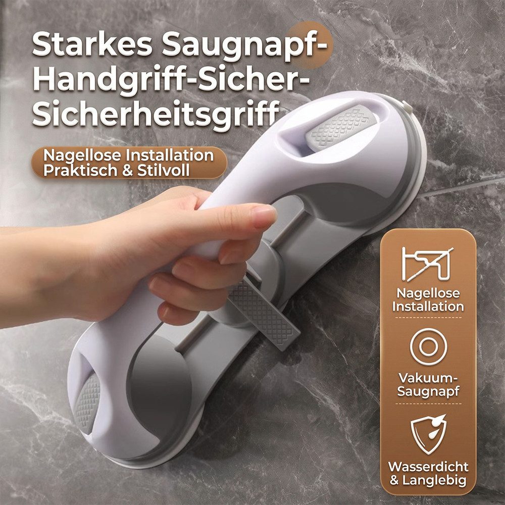 JASLIFE Haltegriff Sauggriff 28cm ohne Bohren, Haltegriff für Senioren rutschfest Bad WC, Sicherer Halt auch bei Nässe, jederzeit abnehmbar