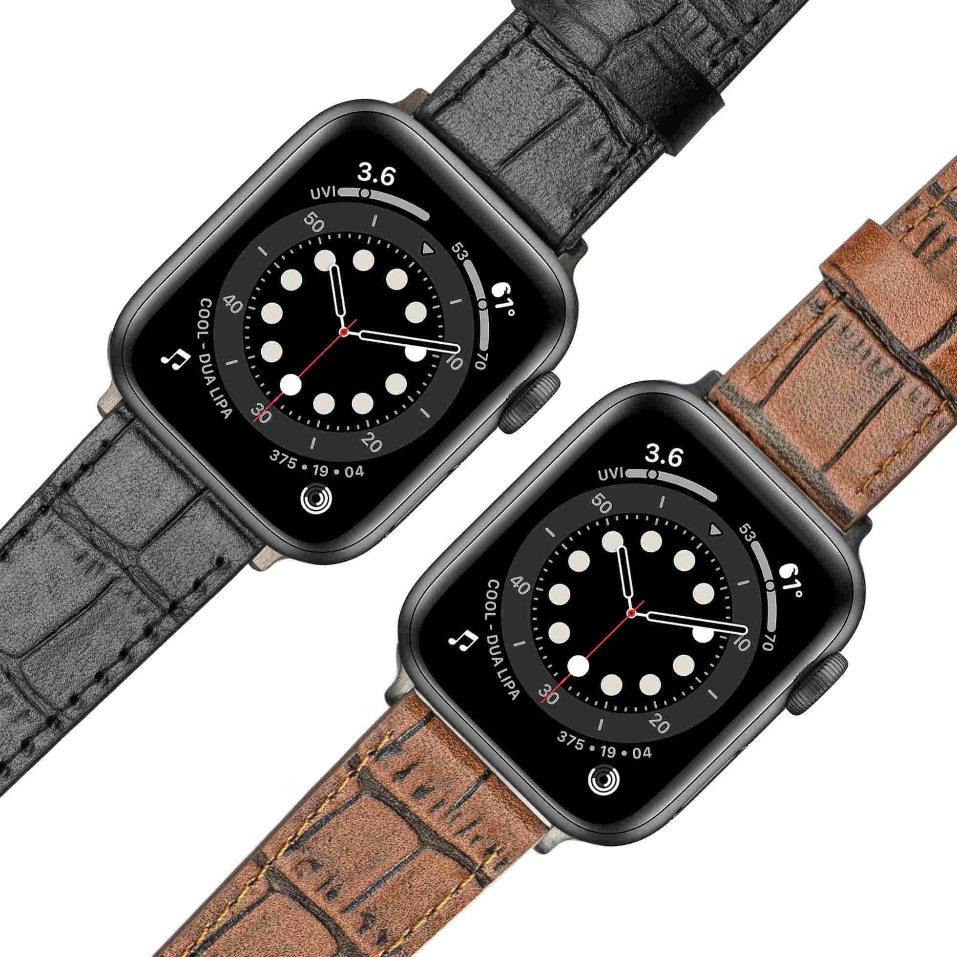 GOLDBLACK Smartwatch-Armband Apple Watch 42-44 mm Kroko mit aus Echtleder Armband Prägung