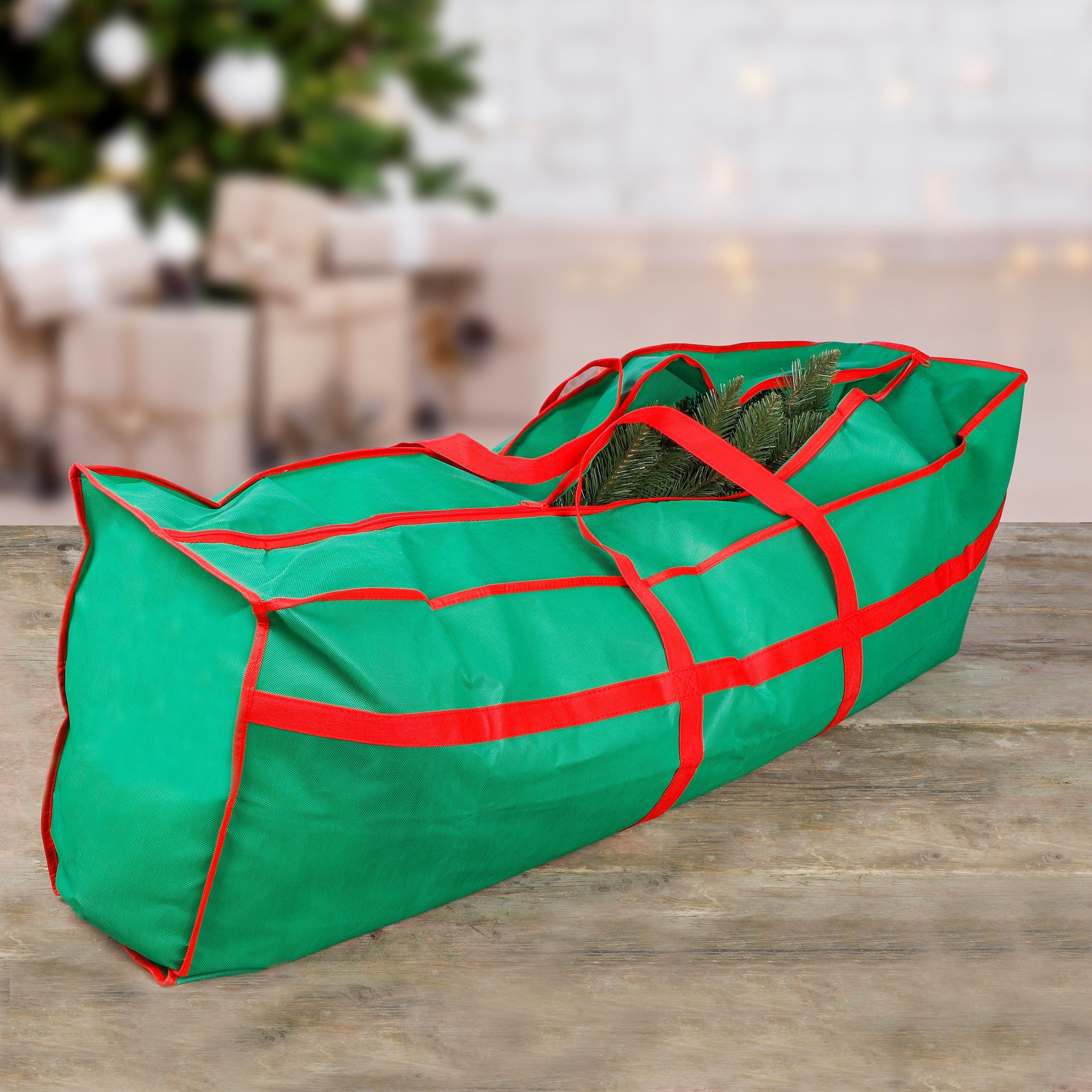 Spetebo Aufbewahrungstasche Weihnachtsbaumhülle mit Reißverschluss 120 x 43 cm (Transporttasche, 1-tlg., mit Reißverschluss, robusten Tragegriffen), für künstli – Bild 2 von 2