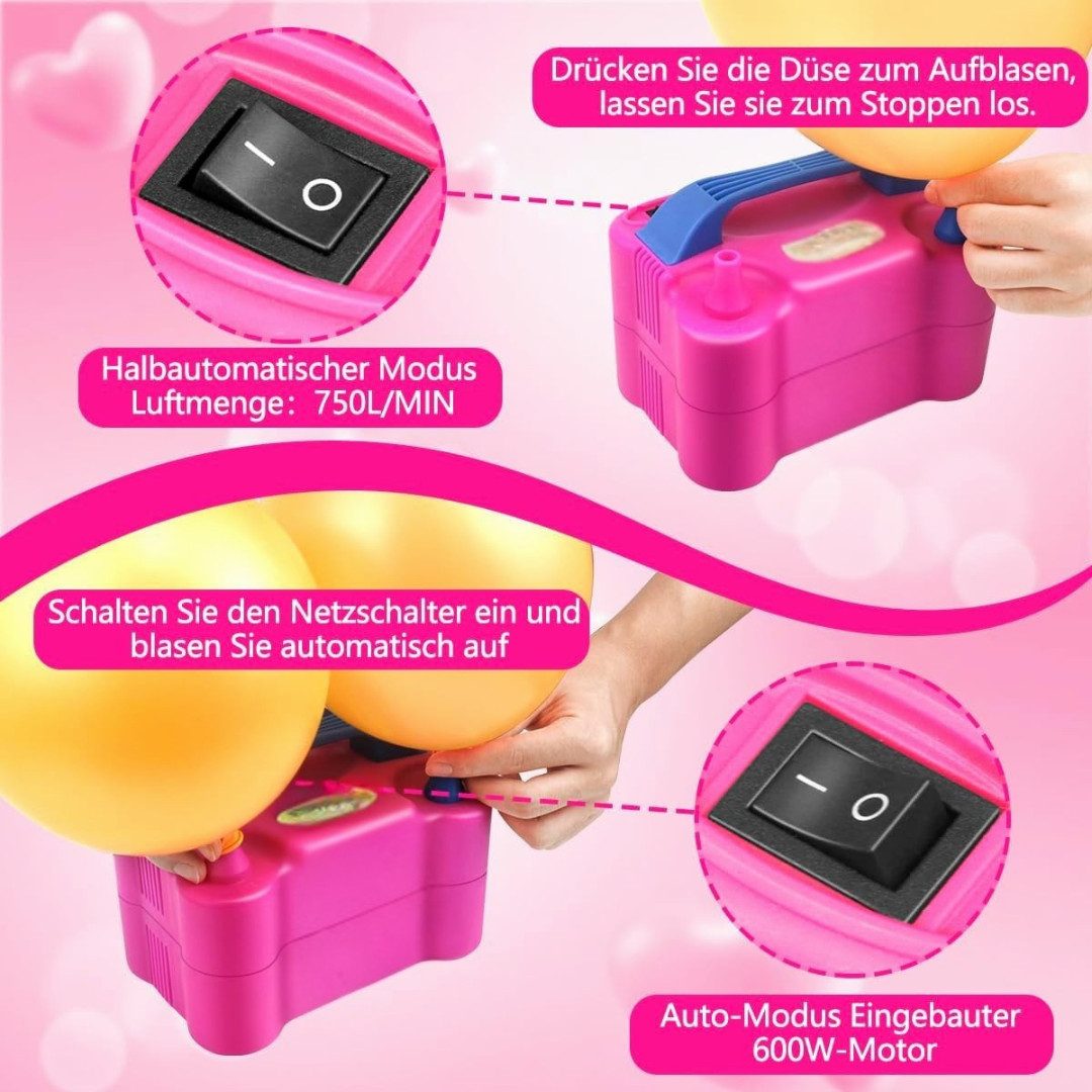 Montegoni Aufblasbares Partyzubehör Elektrische Luftpumpe zum Befüllen von aufblasbaren Artikeln, Doppellochgebläse, Geräusch: <85DB