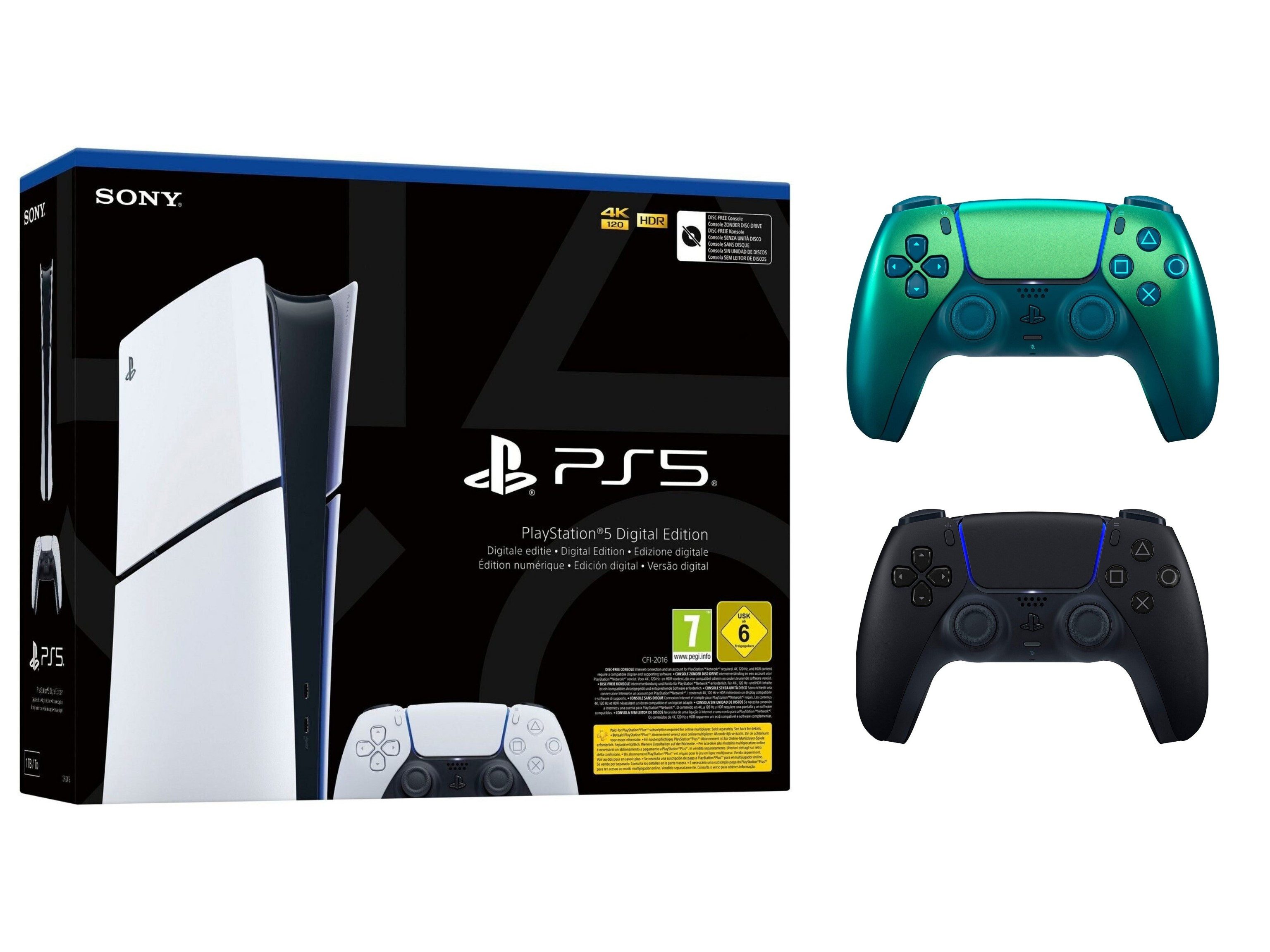 Playstation Playstation PS5 Digital Slim 825GB + 2. Con Chroma Teal Bundle (Set, 2 St., inkl. 2. DualSense Controller)