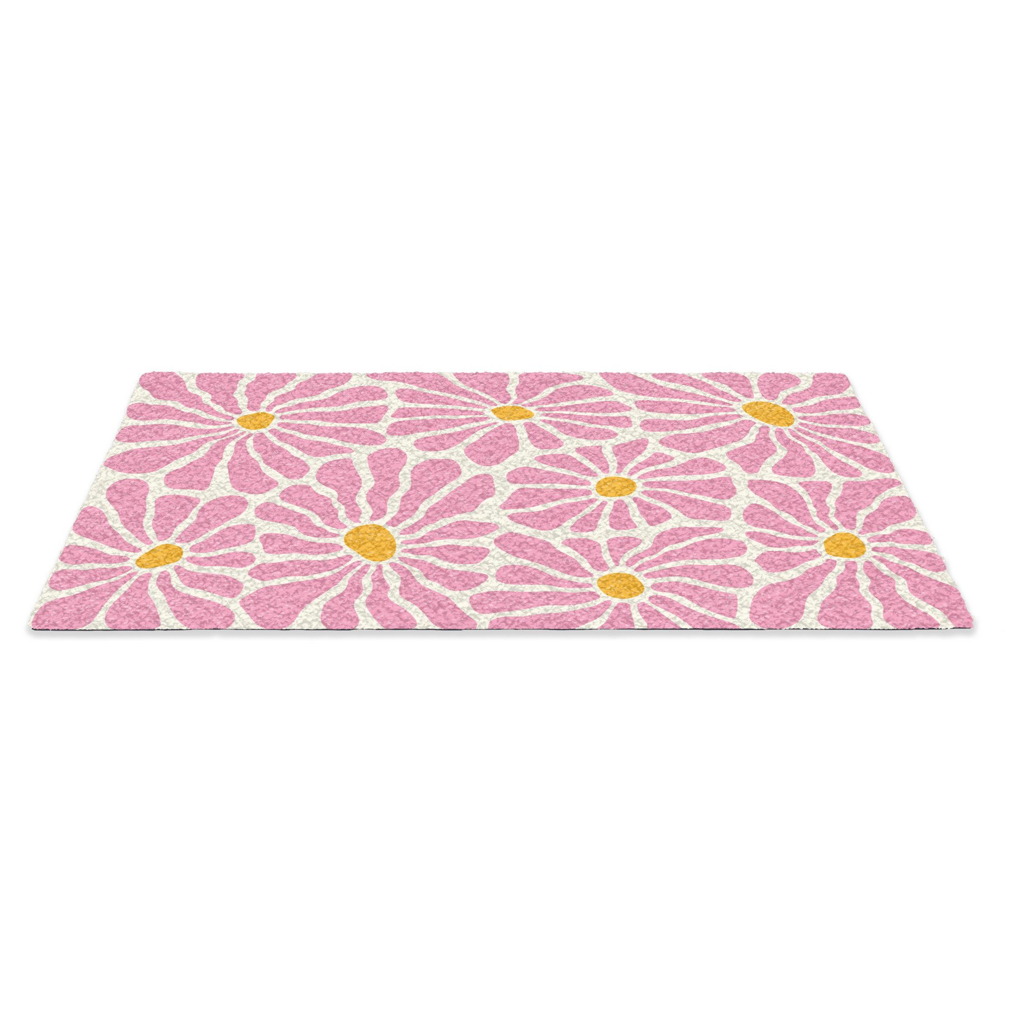 MuchoWow Fußmatte Blumen - Muster - Rosa - Beige - Orange, Rechteckig, innen Schmutzfangmatte, Tür, Schmutzfänger Flur, Teppich, 60x40 cm