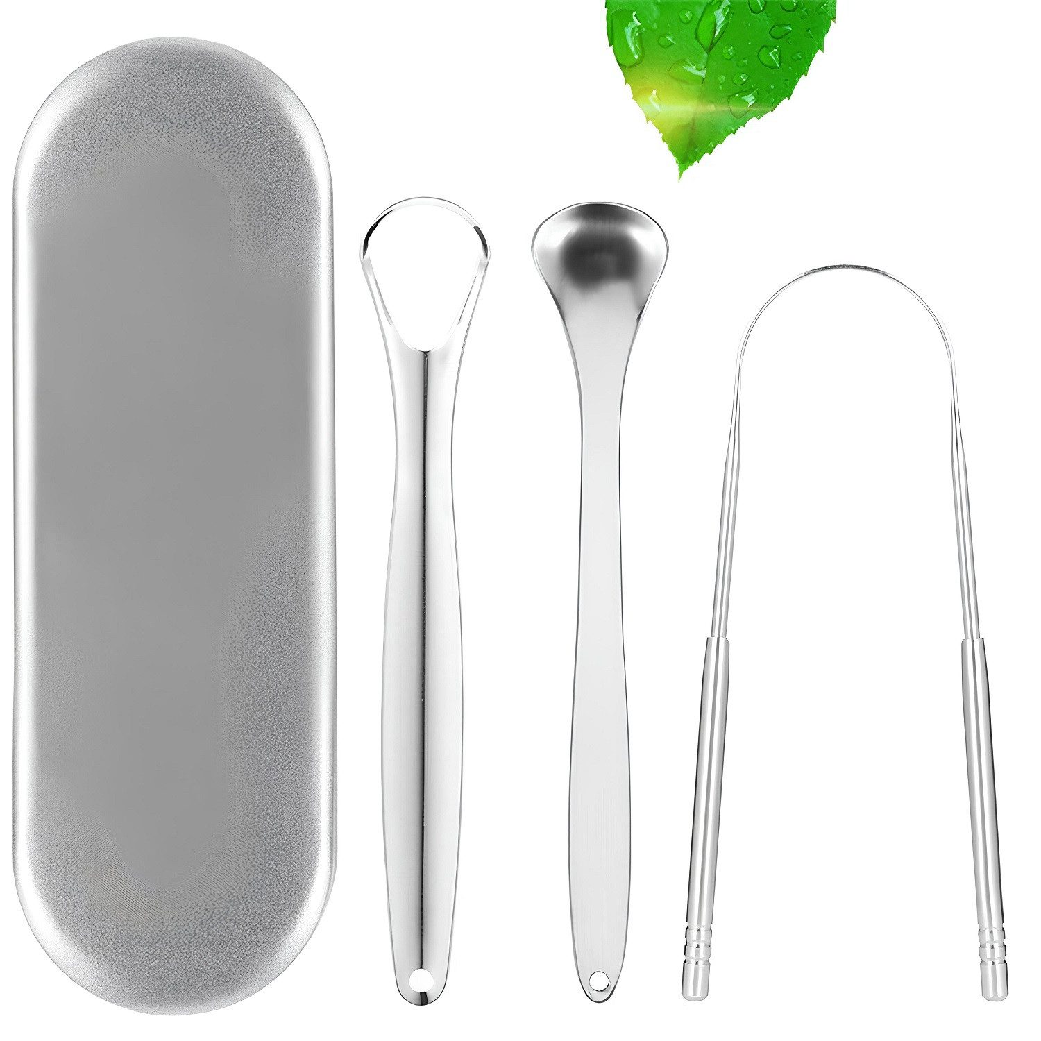 COOL-i ® Zungenreinigeraufsatz, Edelstahl-Zungenreiniger, 3er Pack, Wiederverwendbar