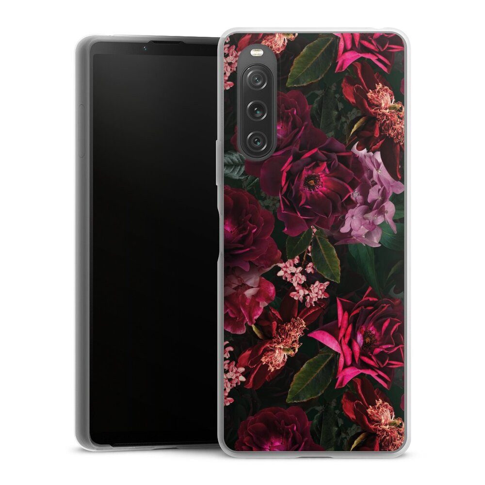 DeinDesign Handyhülle Rose Blumen Blüte Dark Red and Pink Flowers, Sony Xperia 10 V Slim Case Silikon Hülle Ultra Dünn Schutzhülle