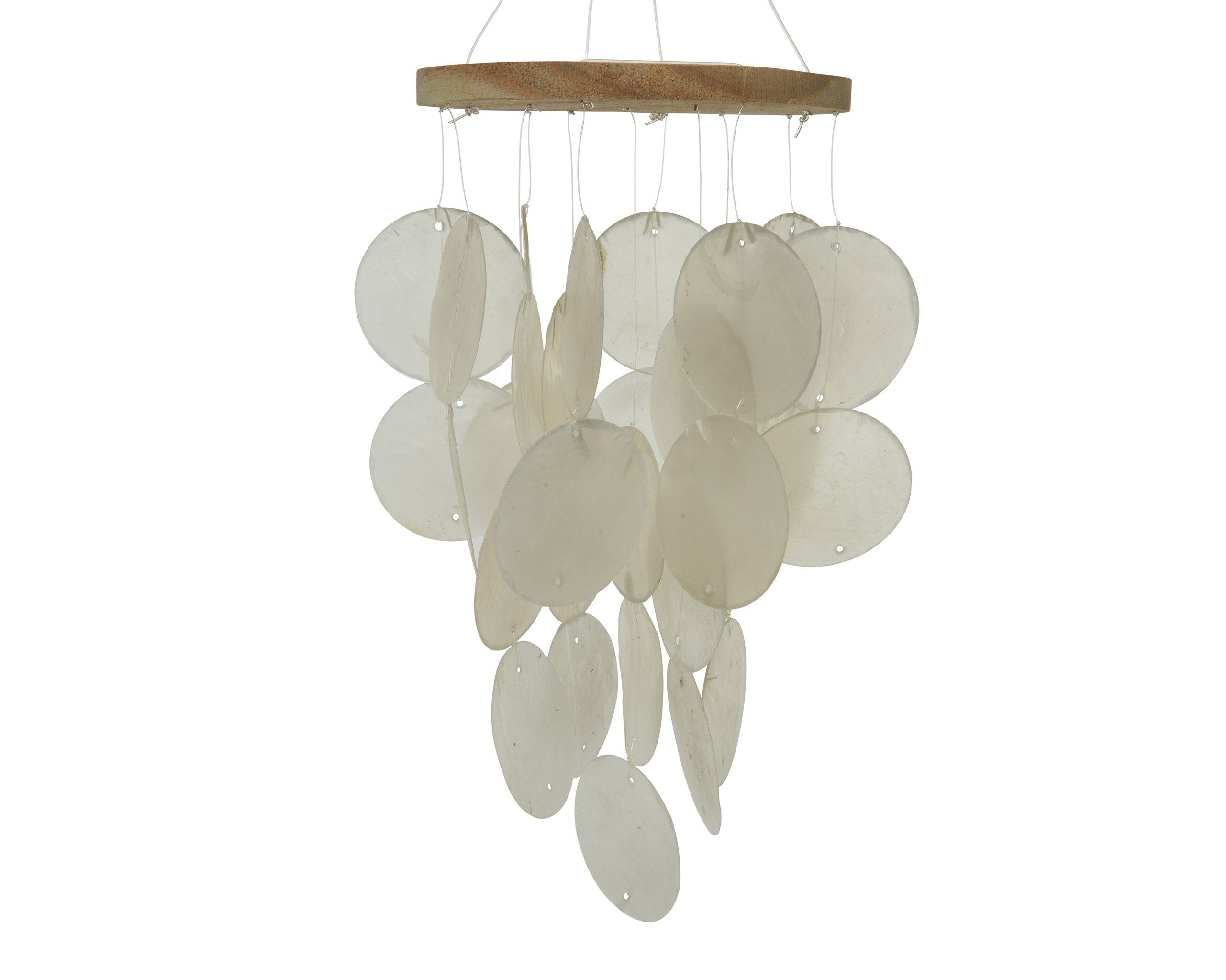 Decoris season decorations Windspiel, Windspiel Capiz Muscheln 15x24cm für innen oder außen Perlmutt Weiß