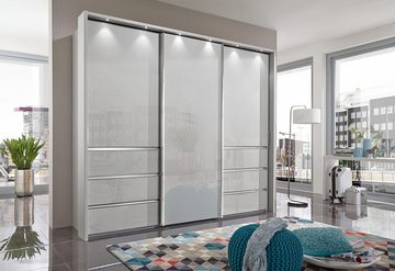 WIEMANN Schwebetürenschrank Malibu, stilvolles Design, Made in Germany mit Glasfront, in verschiedenen Breiten, Schubladen mit Selbsteinzug