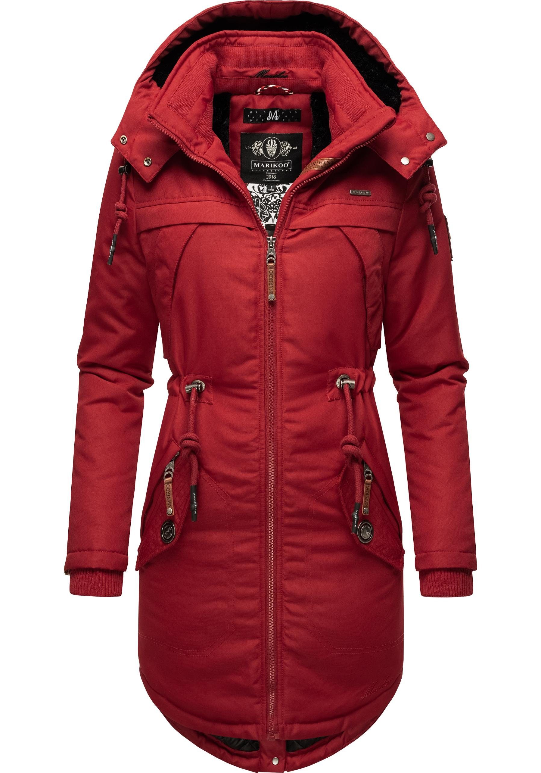 Marikoo Wintermantel Kamii sportlicher Damen Winterparka mit abnehmb. Kapuze blutrot | Mäntel