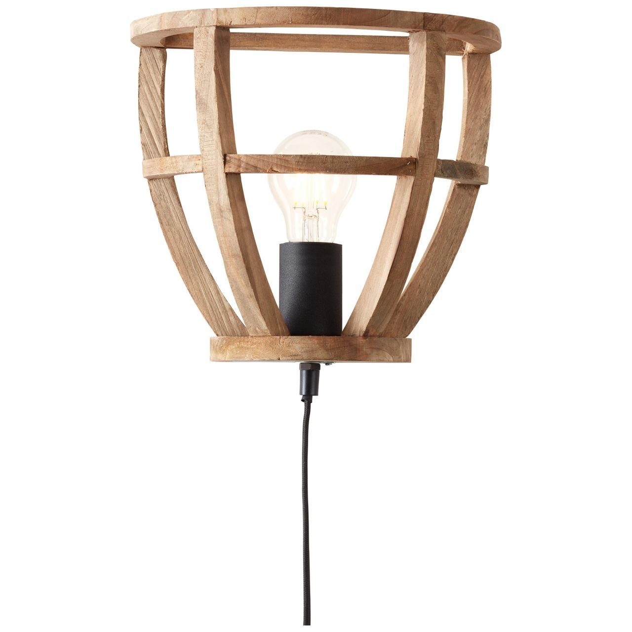 Brilliant Wandleuchte Matrix Lampe Wandspot 1x E27 Matrix korund A60, antik Nature, Nature holz/schwarz