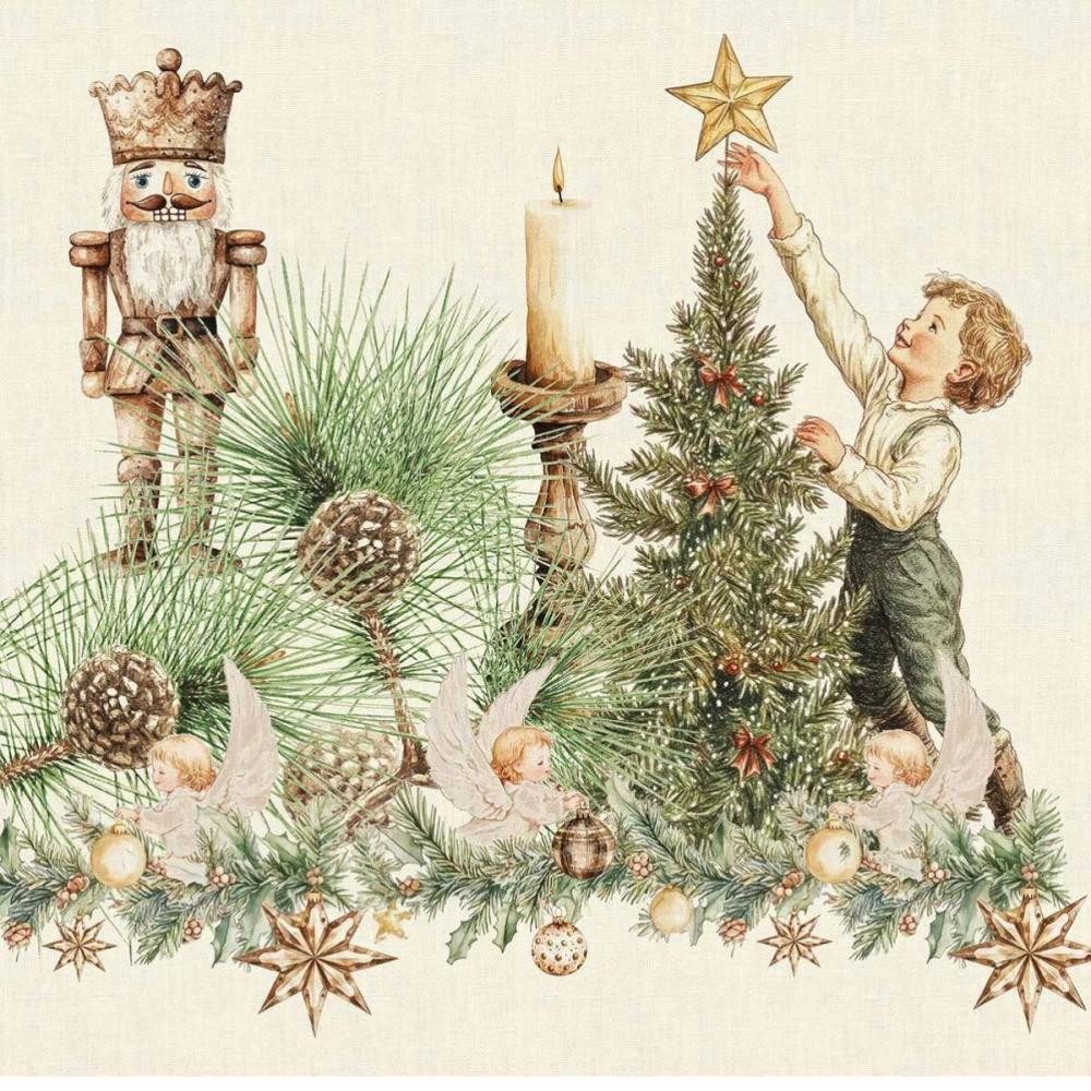 Garnier Thiebaut Stoffserviette Noel vintage Dore 45 x 45 cm