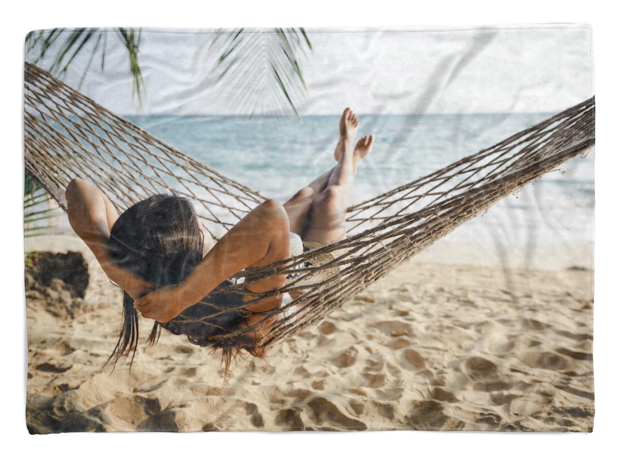 Baumwolle-Polyester-Mix Urlaub, Kuscheldecke Fotomotiv Art Handtuch Saunatuch Sinus mit Meer Handtuch Handtücher Strand (1-St), Strandhandtuch
