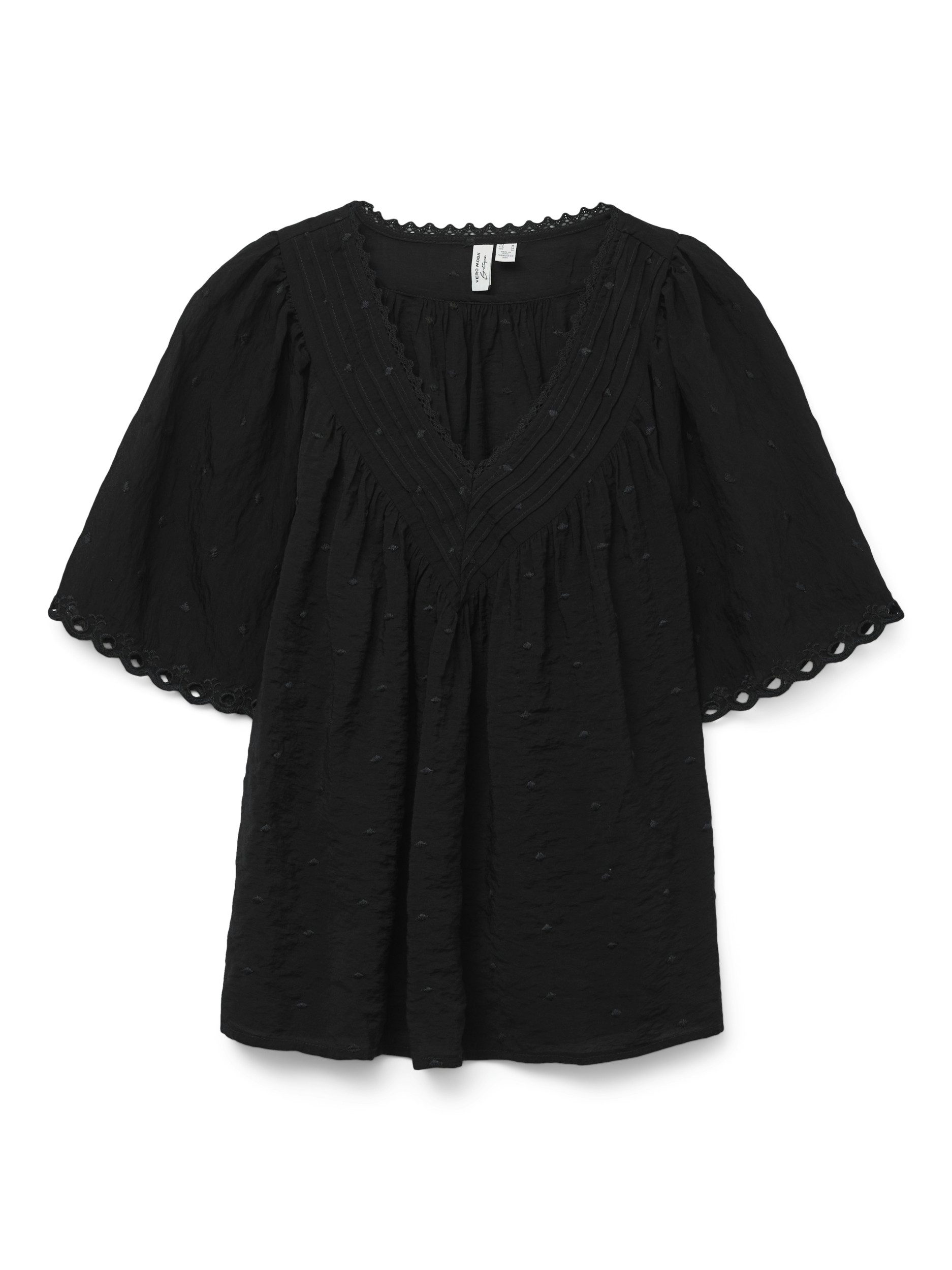 Vero Moda Kurzarmbluse VMDAFFA S/S V-NECK TOP WVN BTQ GA Black
