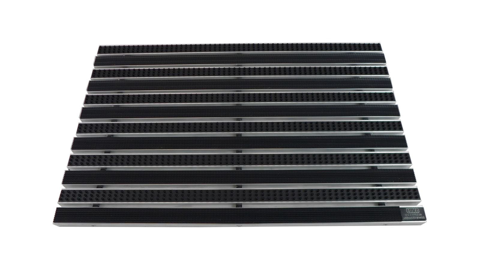 Emco Fußmatte Eingangsmatte DIPLOMAT, Gummi Schwarz + Bürsten Schwarz, rechteckig, Höhe: 22 mm, Größe: 750x500 mm, für Innen- und Außenbereich