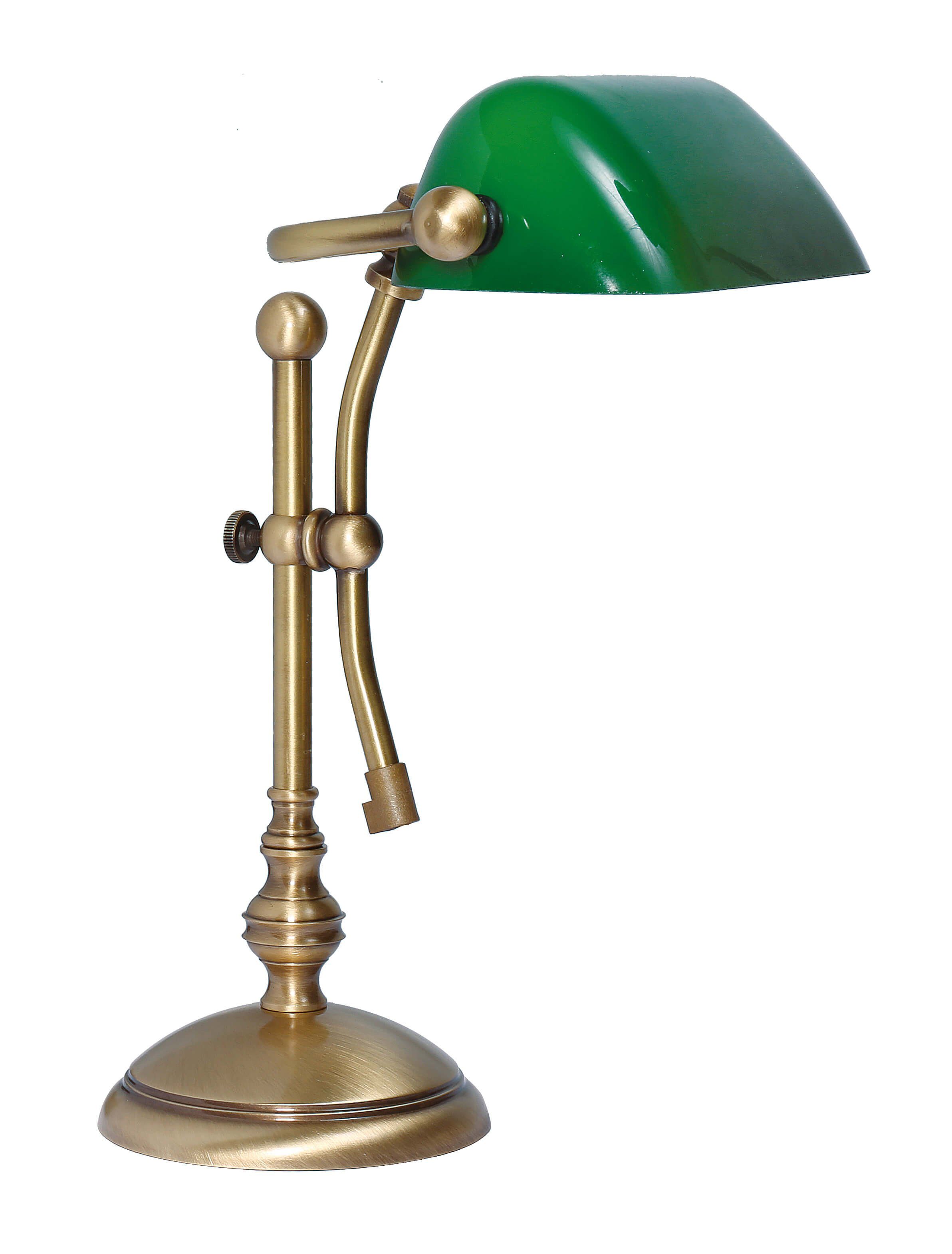 Messing Lampe Licht-Erlebnisse Tischlampe MINISTERO, Leuchtmittel, LAMPADE Grün ohne Bronze Schreibtischlampe Jugendstil