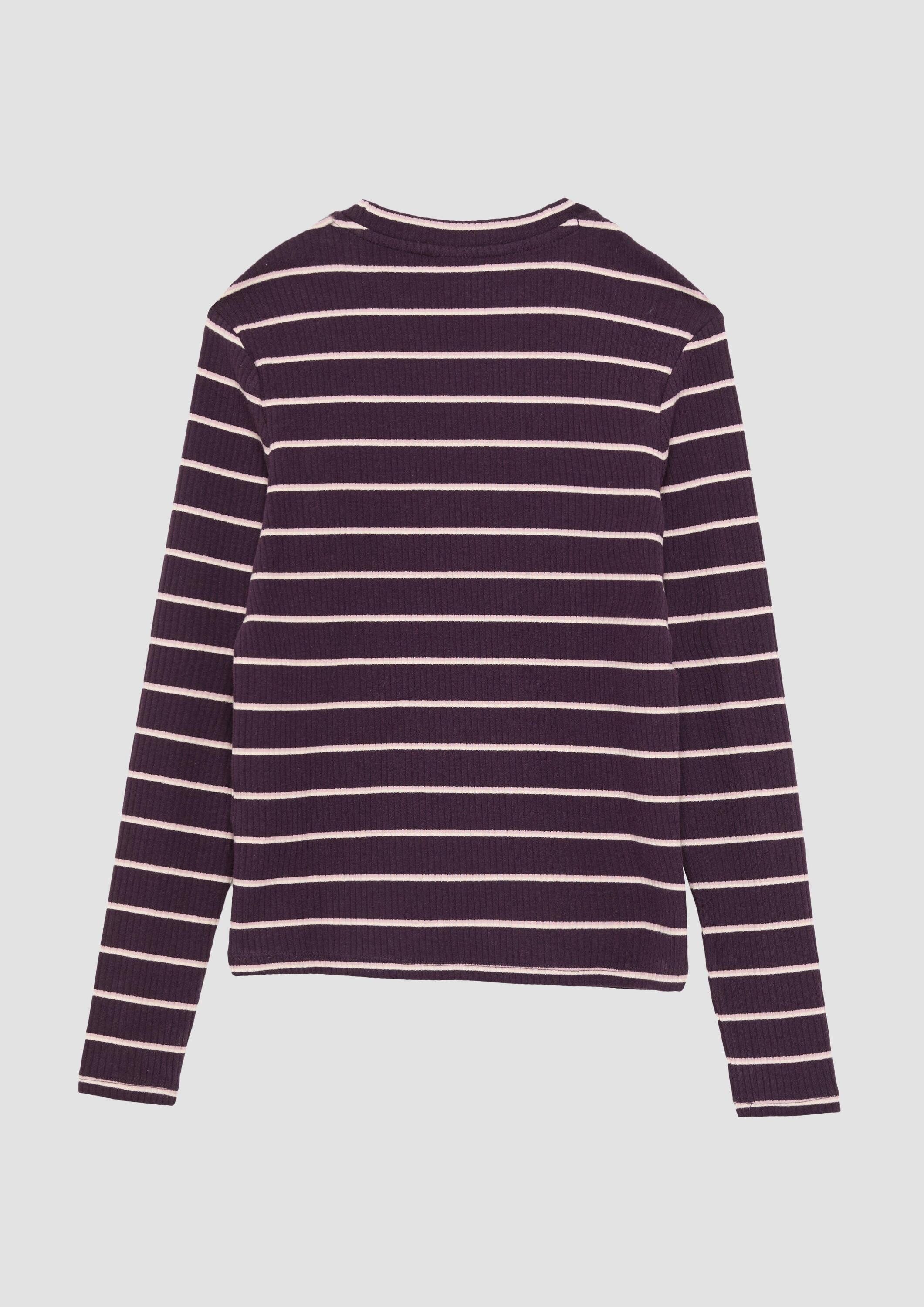 s.Oliver Langarmshirt T-Shirt Schmal geschnittenes Rippshirt mit Stehkragen