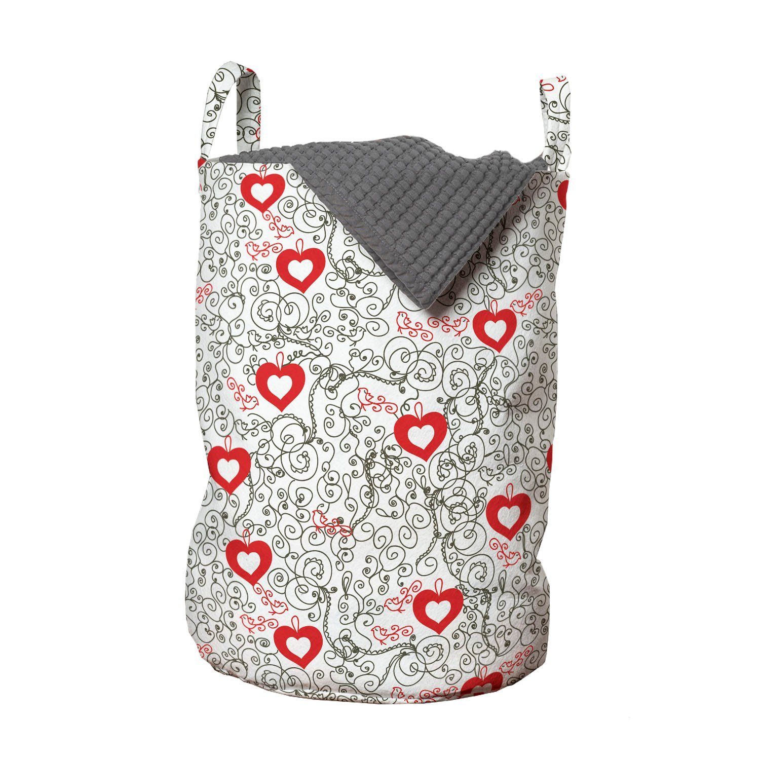 Abakuhaus Wäschesäckchen Wäschekorb mit Griffen Kordelzugverschluss für Waschsalons, Valentines Romantisches Deftige | Wäschesäcke