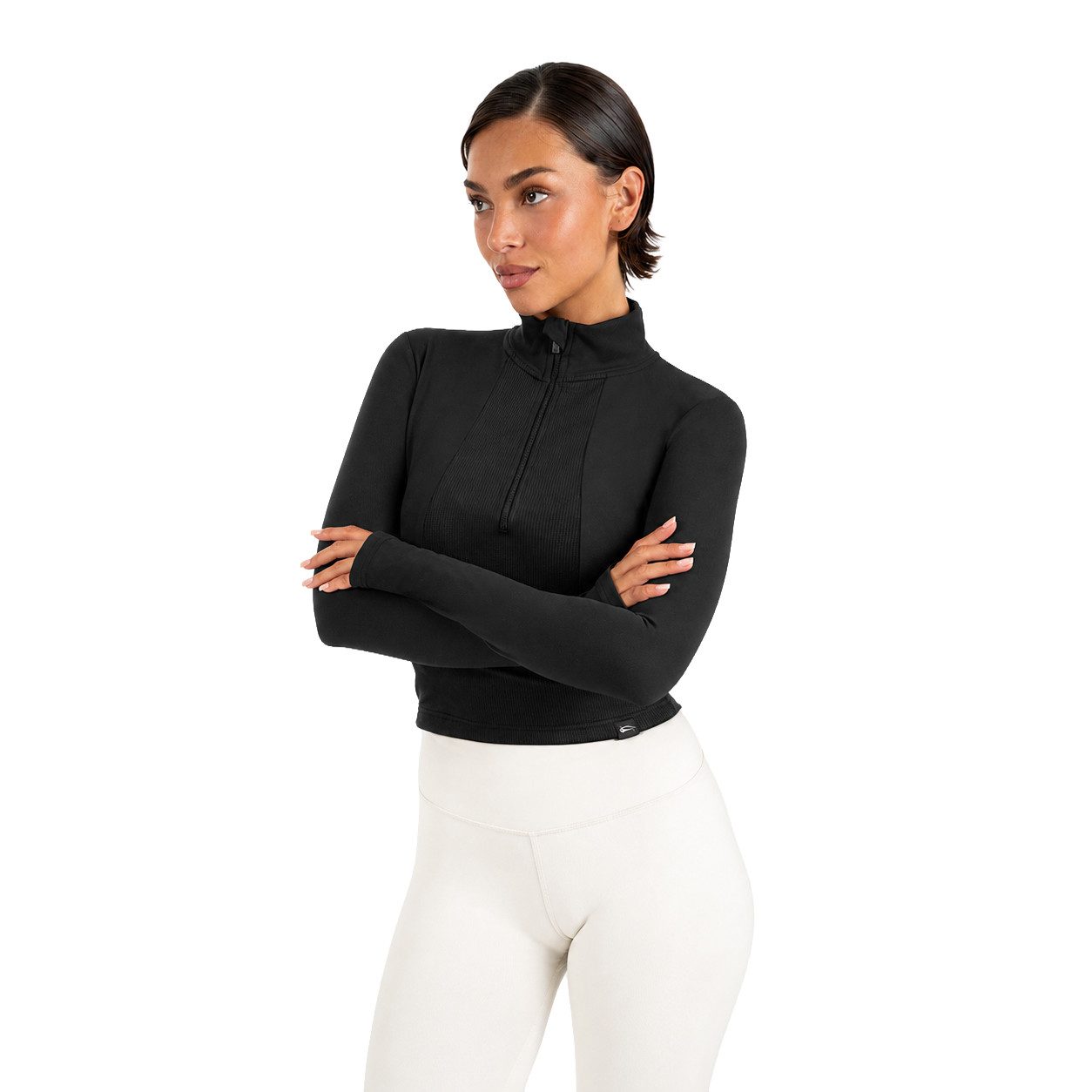 Smilodox Longsleeve Naveya Damen, Half Zip Sweatshirt, Slim Fit, für Gym, Training Half Zip, Stehkragen, Stretch Material, elastisch