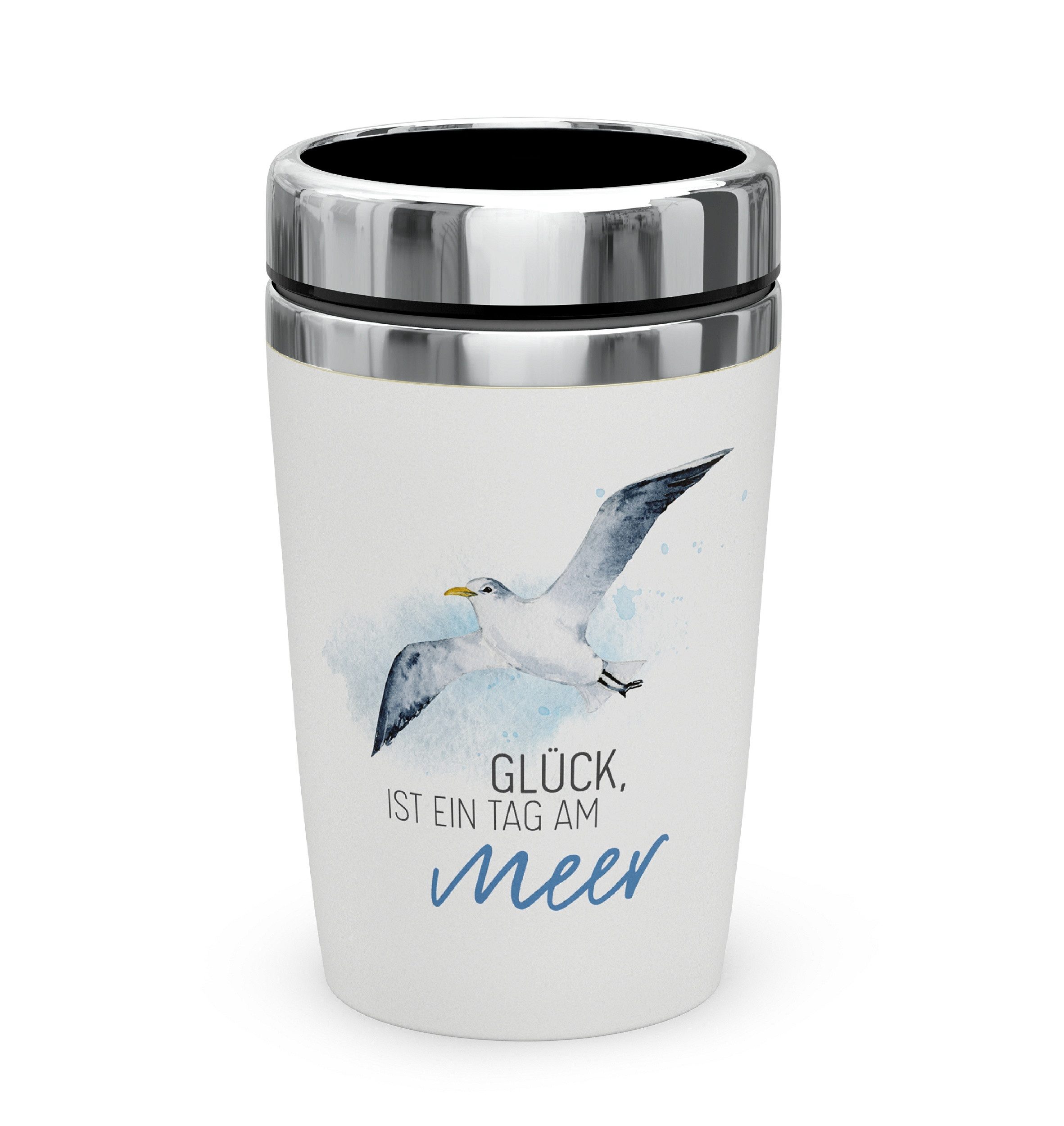 La Vida Thermobecher Thermobecher Isolierbecher Kaffeebecher To Go 240ml la vida Möwe, Material: Edelstahl, Kunststoff