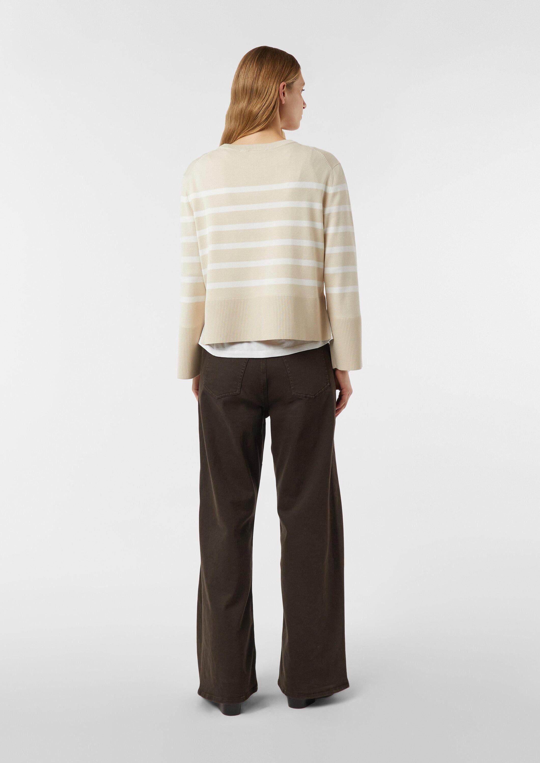 comma Longpullover Strickpullover Streifenpullover mit weiten Ärmeln